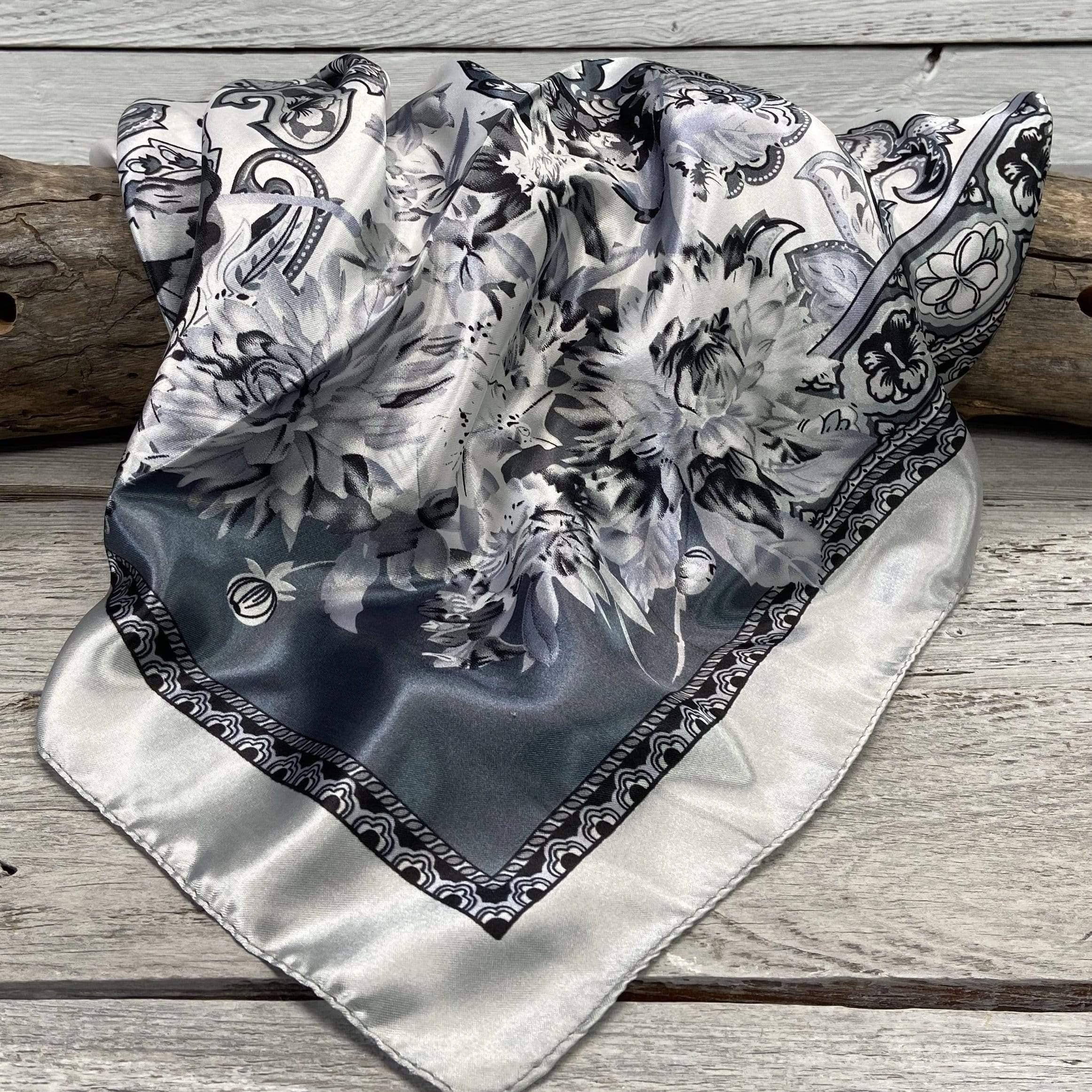 Silver & White Paisley Wild Rag/Scarf
