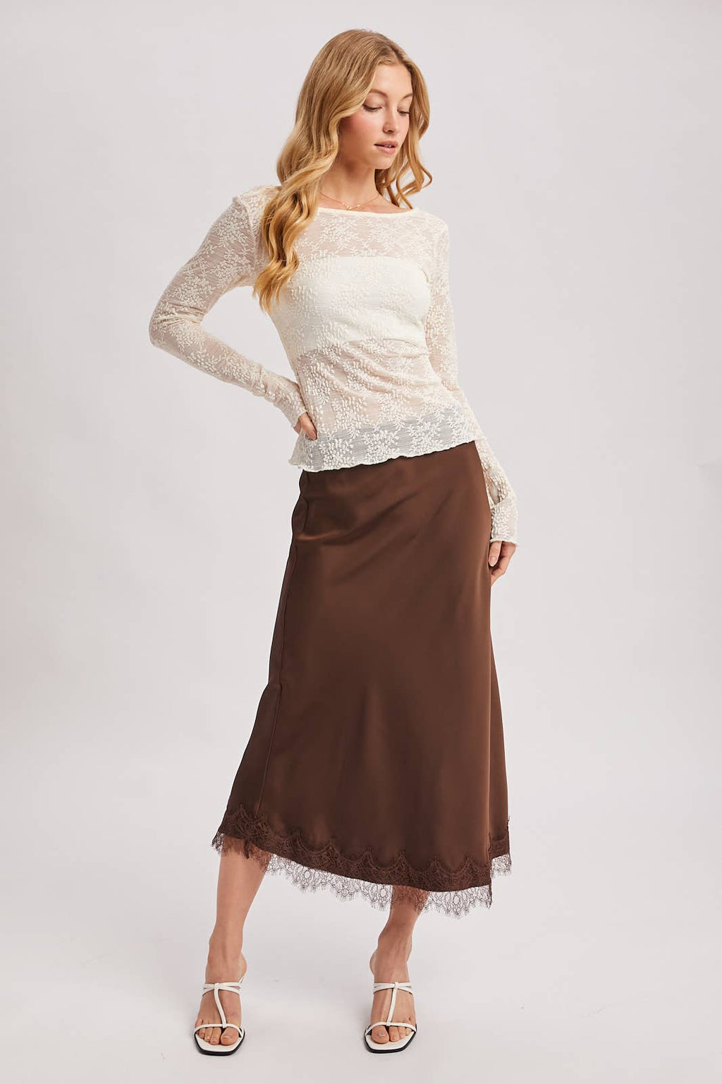 LETTUCE-EDGE SHEER MESH TWO WAY TOP