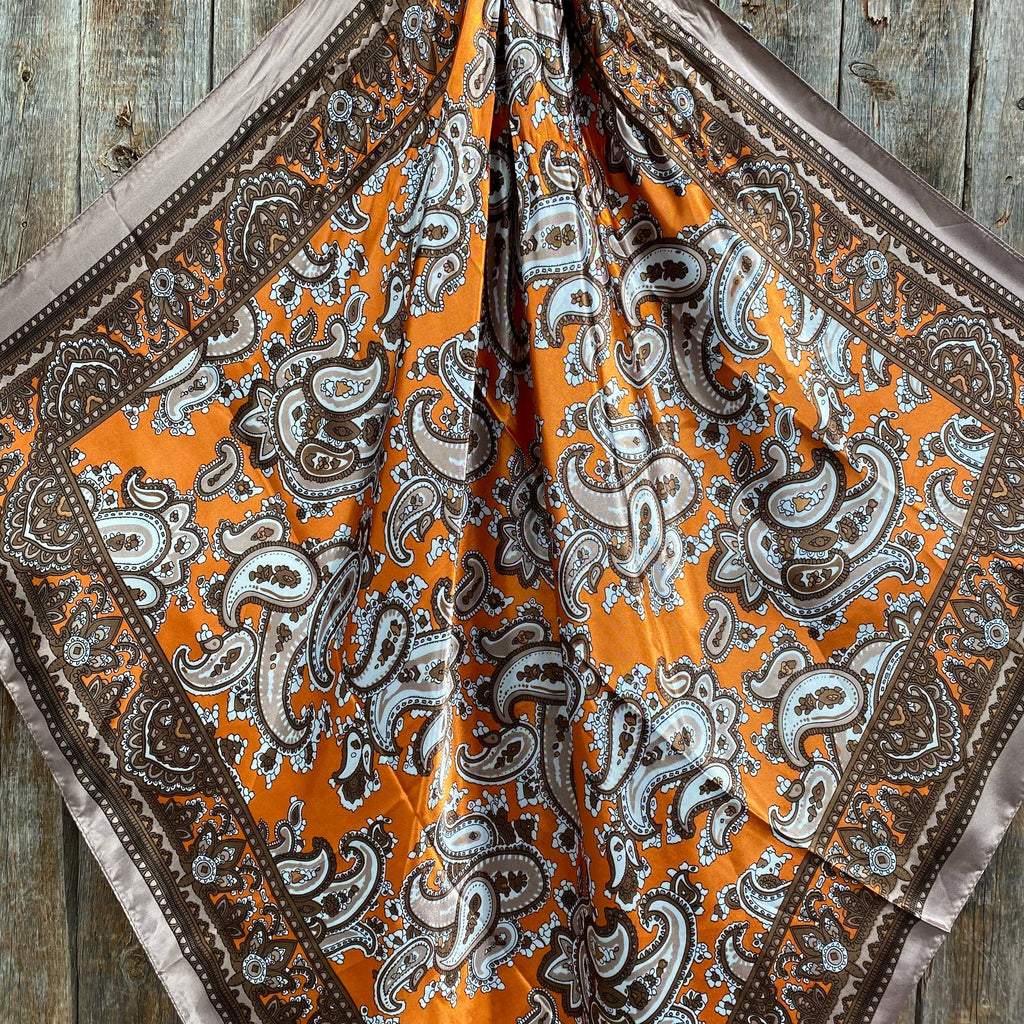 Orange and Tan Paisley Wild Rag / Scarf