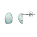 Natural Rough Ethiopian Opal Stud Earring, Sterling Silver