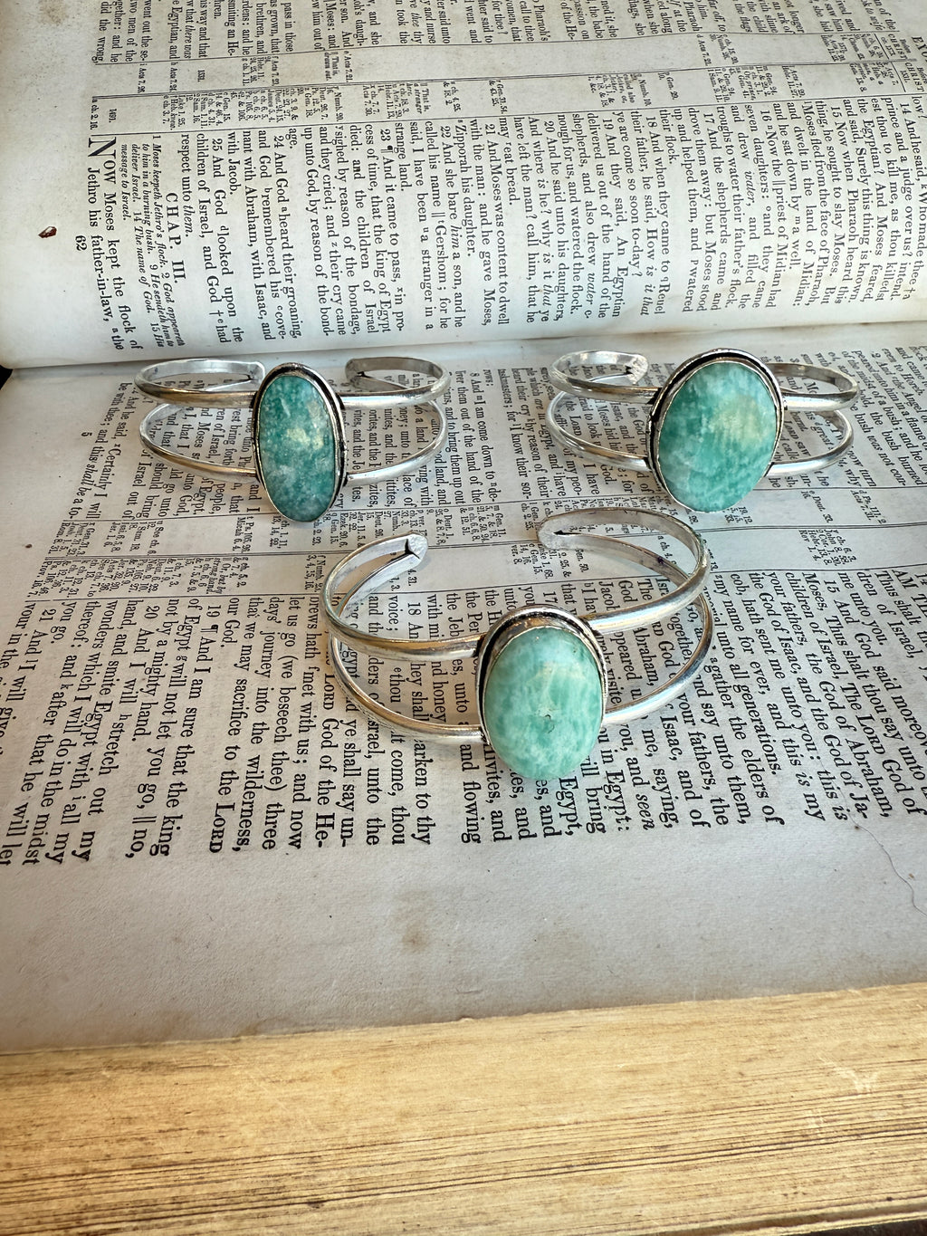Kashi Amazonite Stone Cuff Bracelet