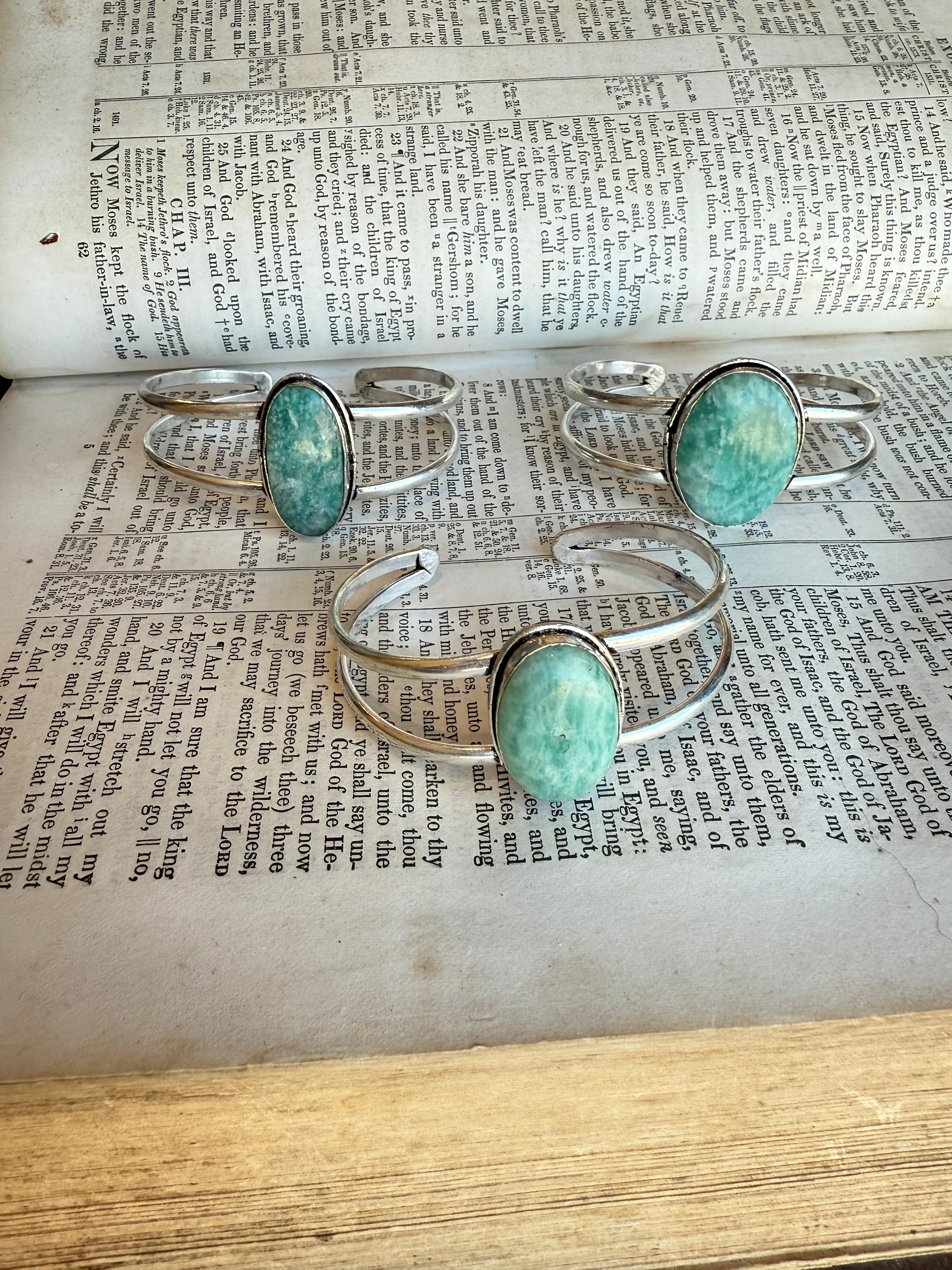 Kashi Amazonite Stone Cuff Bracelet