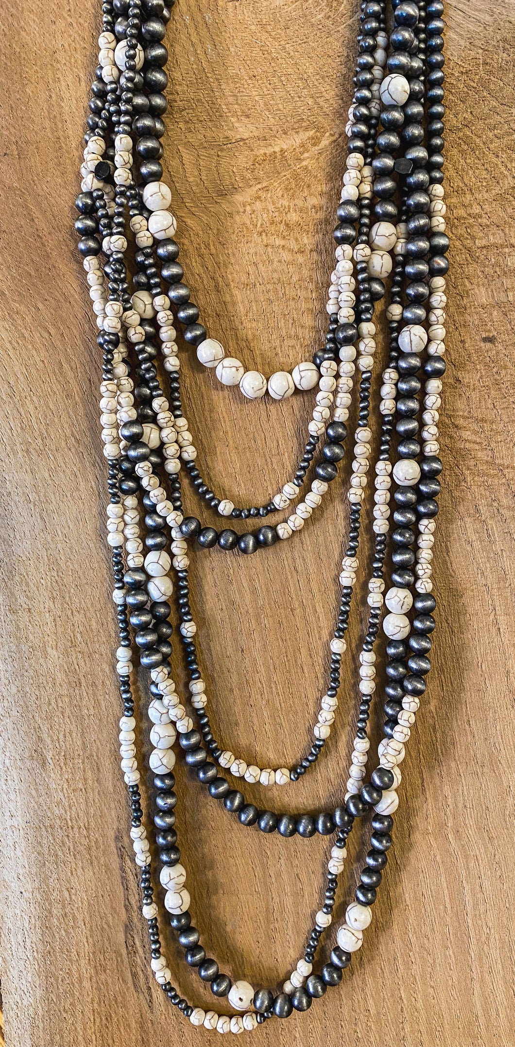 Outlaw - Layered Navajo Pearl & White Buffalo Necklace