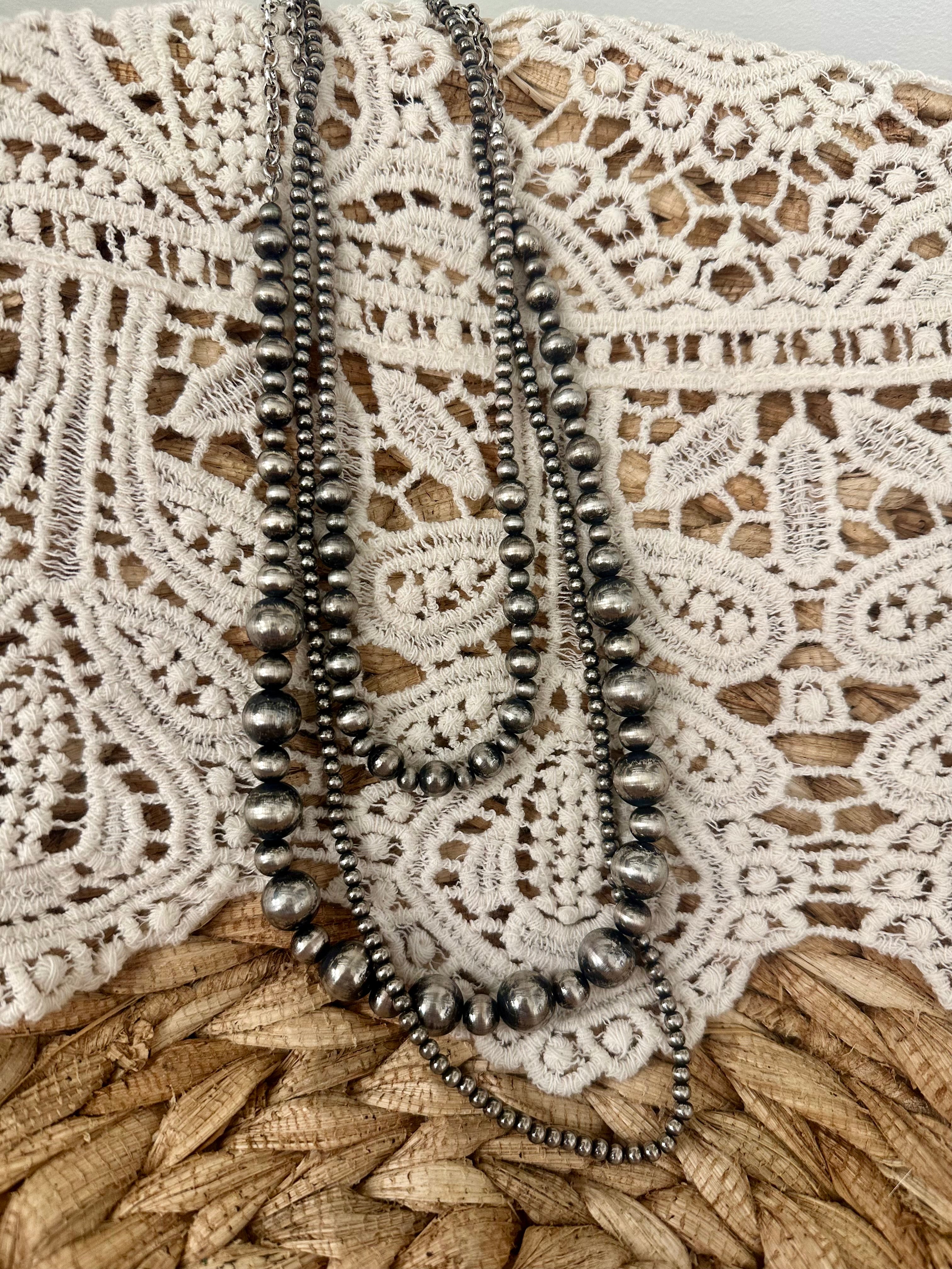 Coal Country Silver Navajo Beads