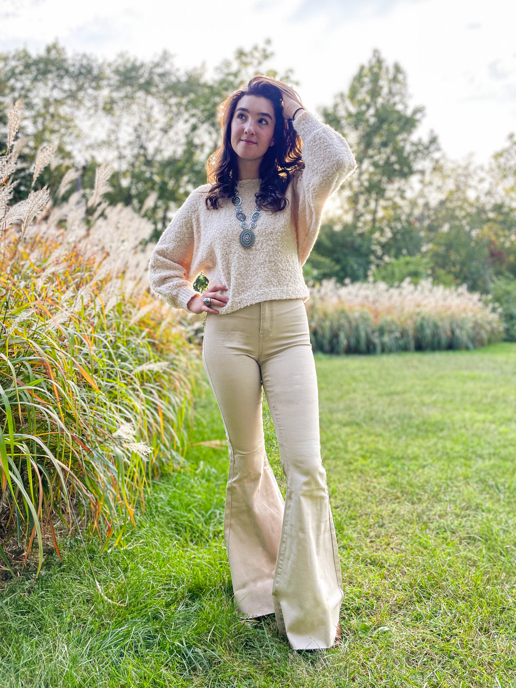 Hard To Handle - Wide Bell Bottoms (Cream)