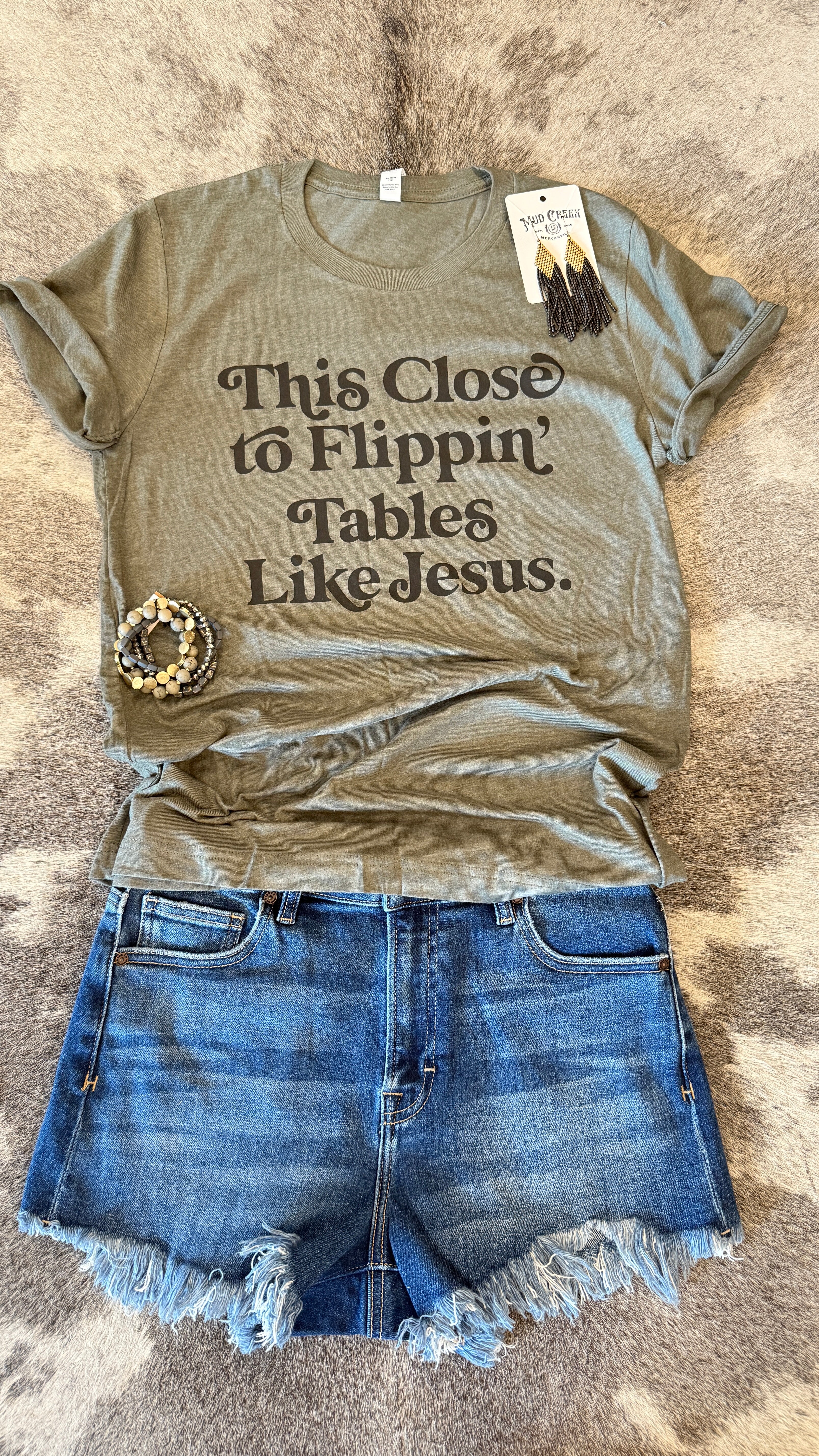 This Close to Flippin' Tables Tee by Ruby’s Rubbish®