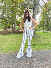 Load image into Gallery viewer, Hide the Matches - Striped Denim Flares (Charcoal)
