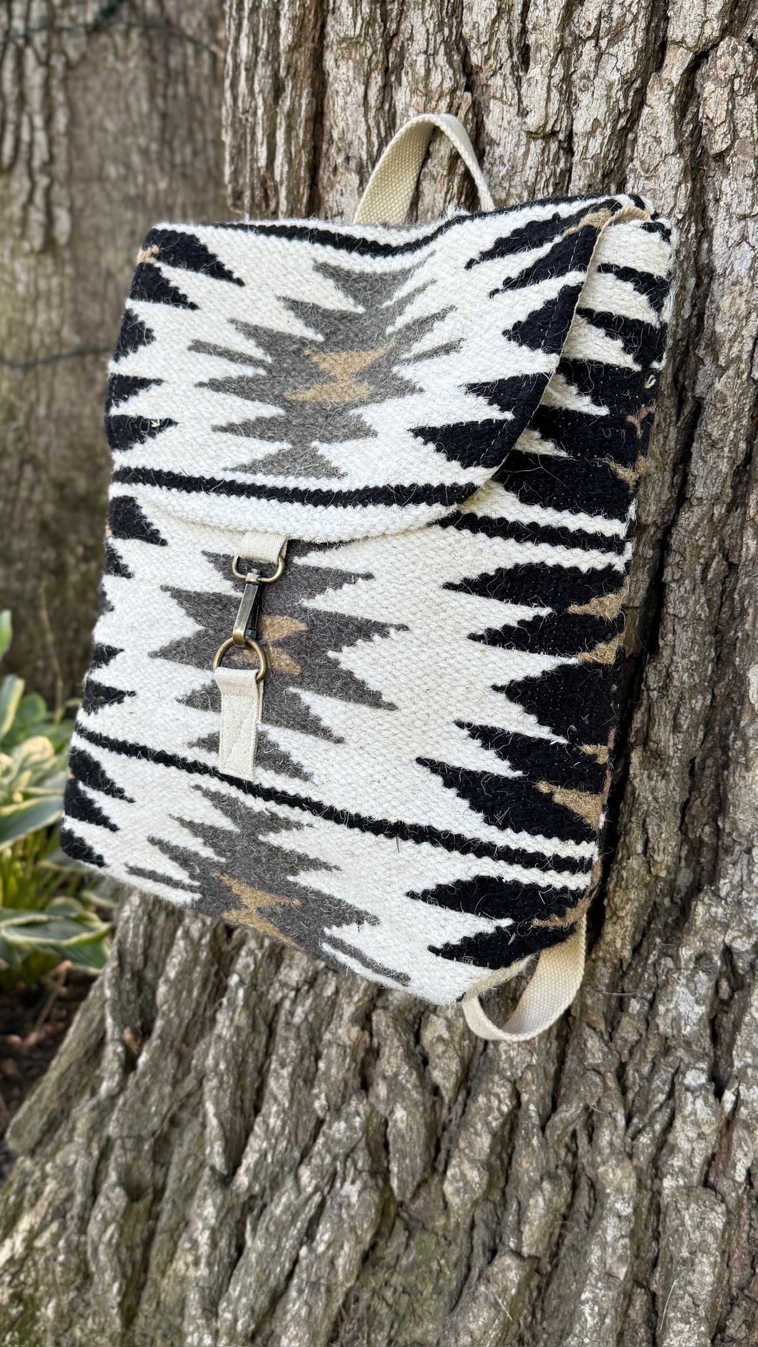 Cream & Black Aztec Backpack