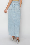 Stupid Cupid High Rise Crossover Maxi Denim Skirt