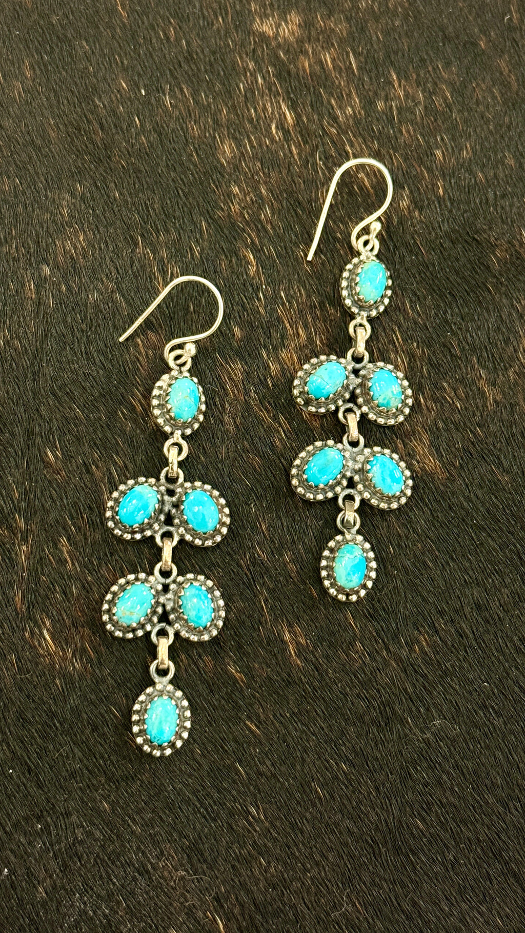 Desert Rain-Genuine Turquoise Chandelier Earrings