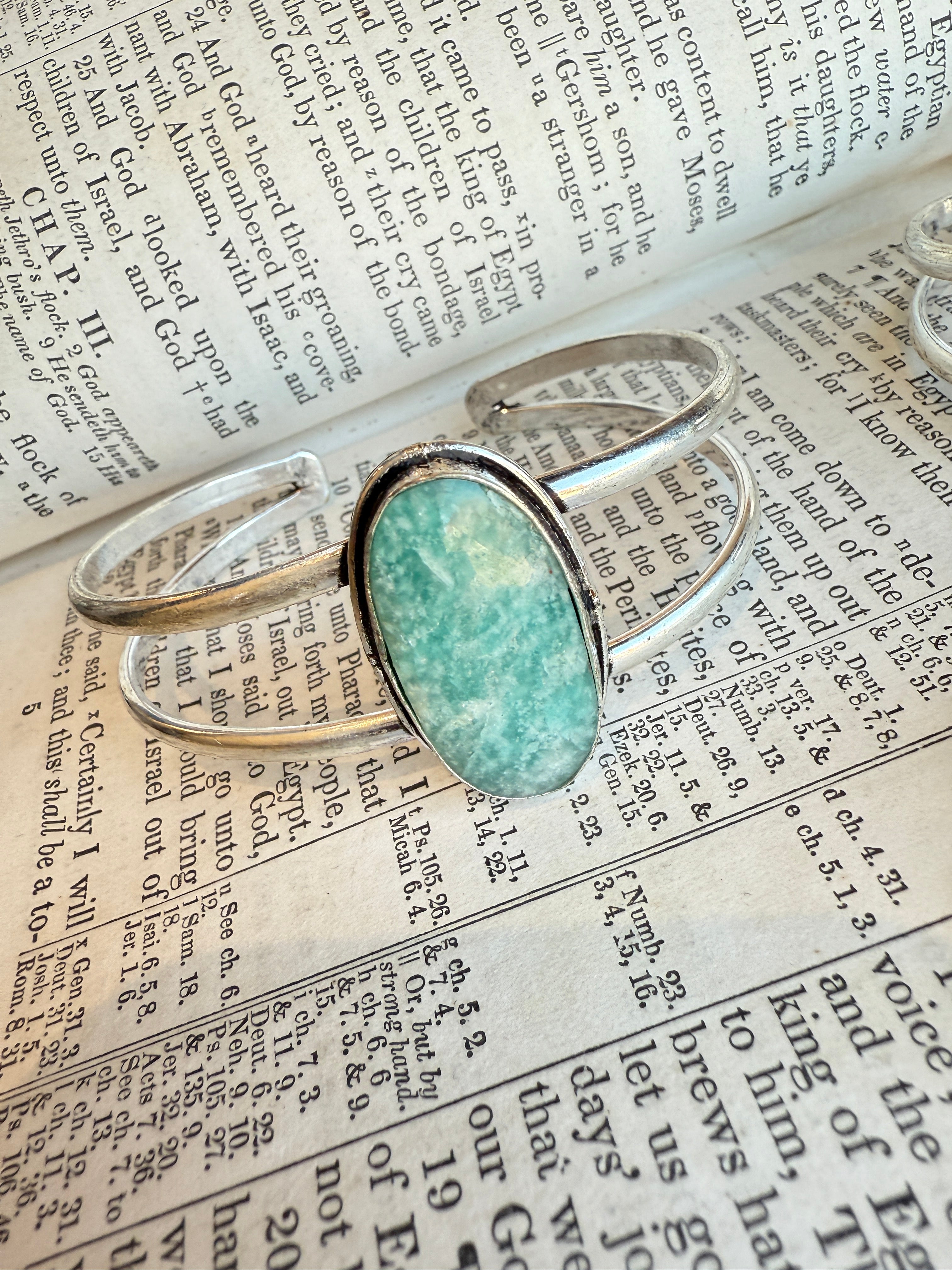 Kashi Amazonite Stone Cuff Bracelet