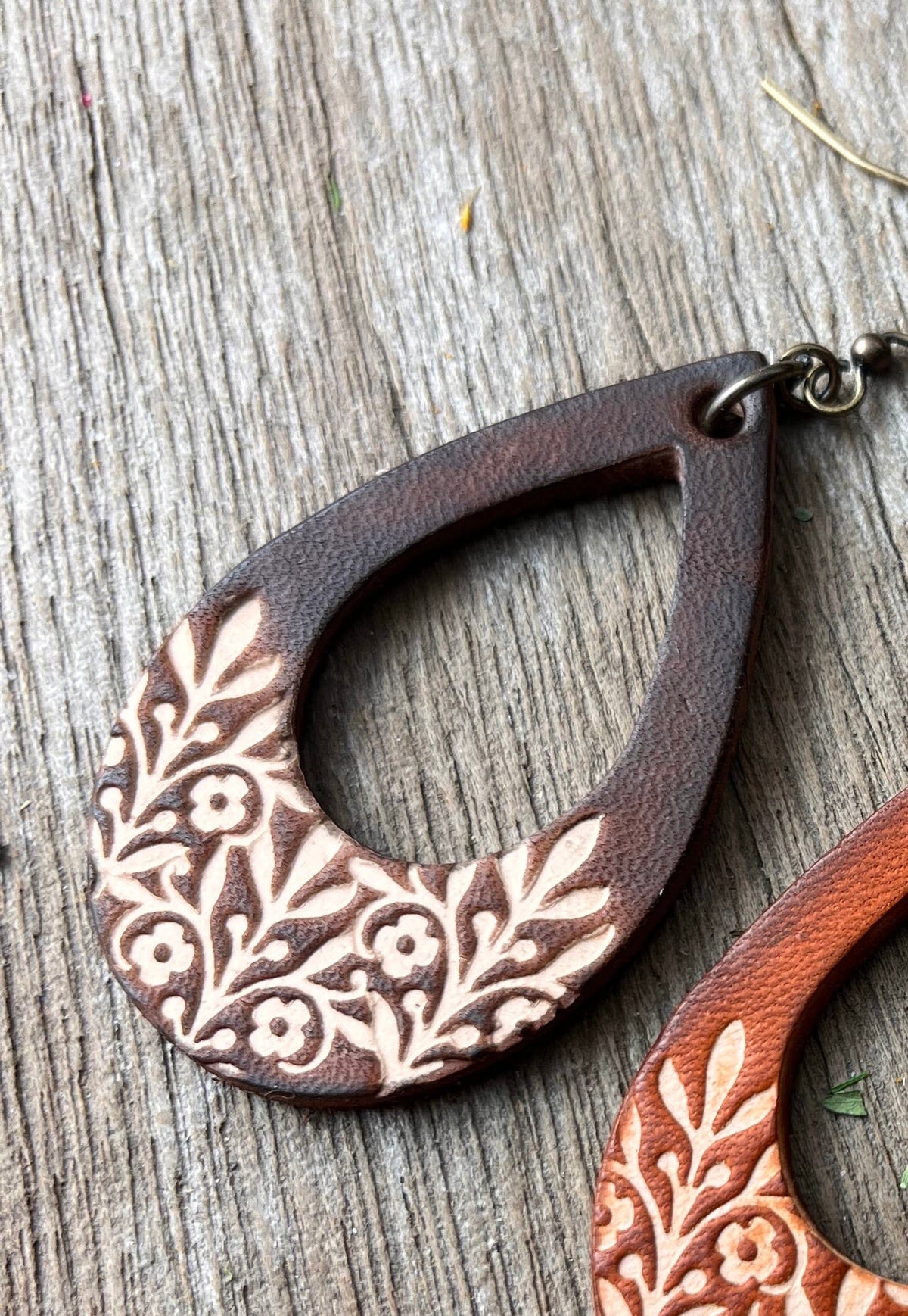 Long Time Gone Hand Tooled Leather Earrings