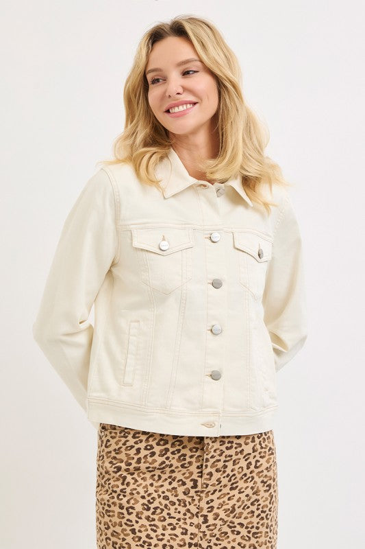 Darcy- Ivory Stretch Denim Jacket