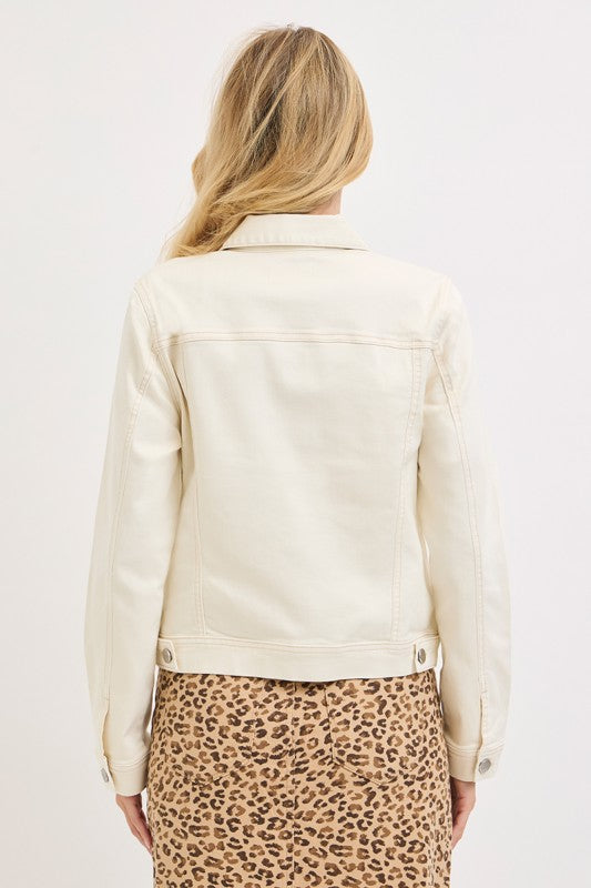 Darcy- Ivory Stretch Denim Jacket