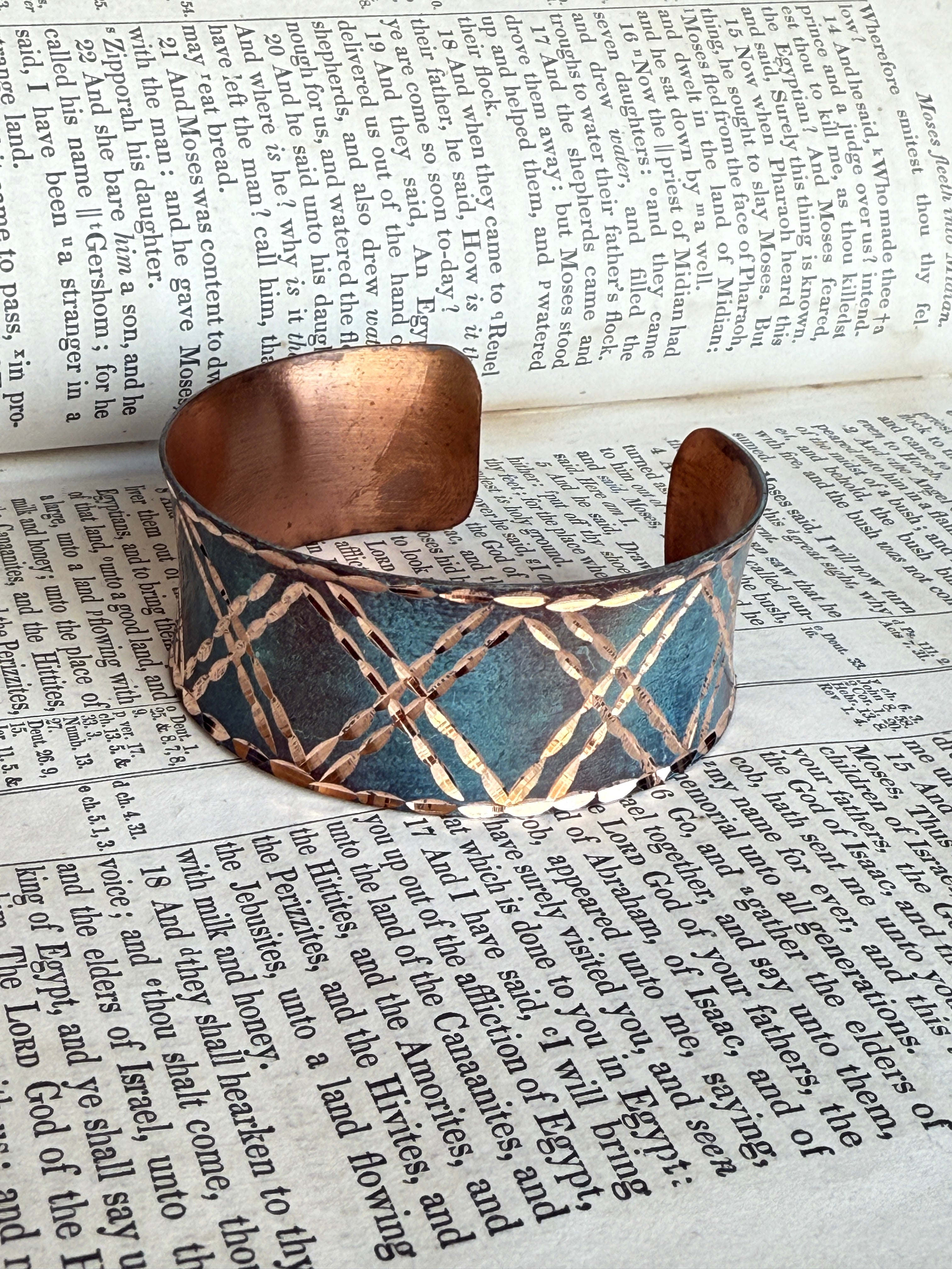 God Bless The Girls Etched Copper Bracelet