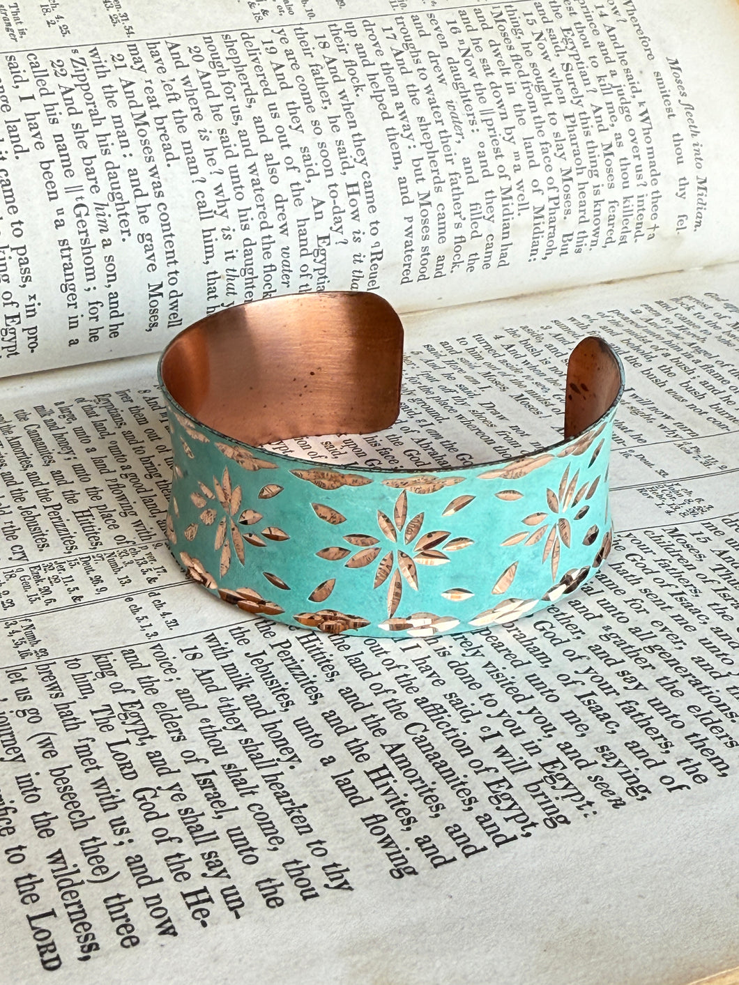 God Bless The Girls Etched Copper Bracelet