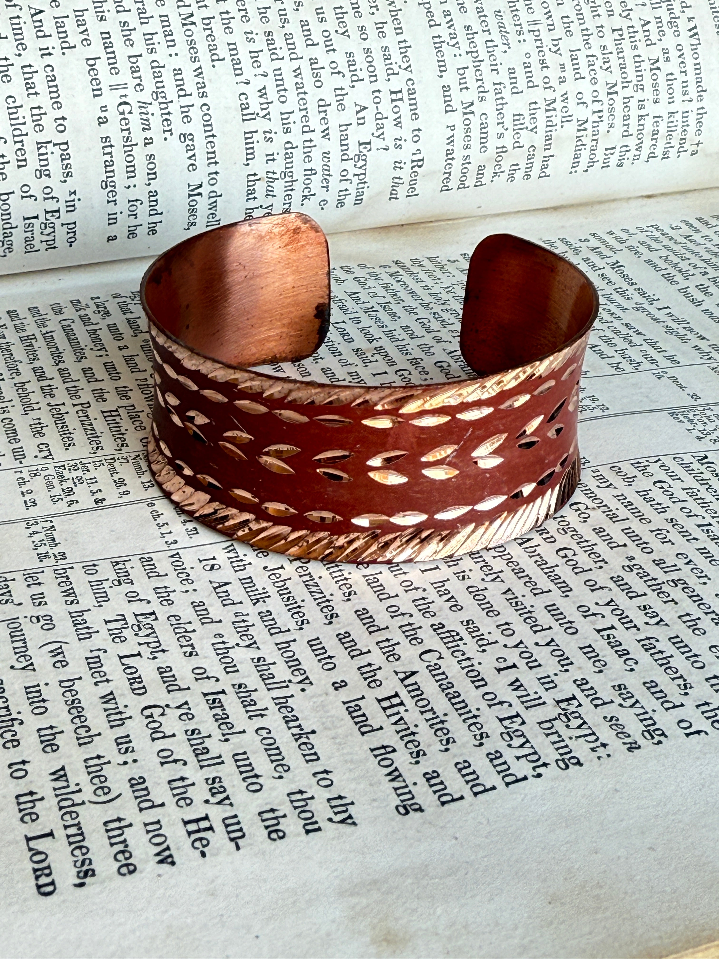 God Bless The Girls Etched Copper Bracelet