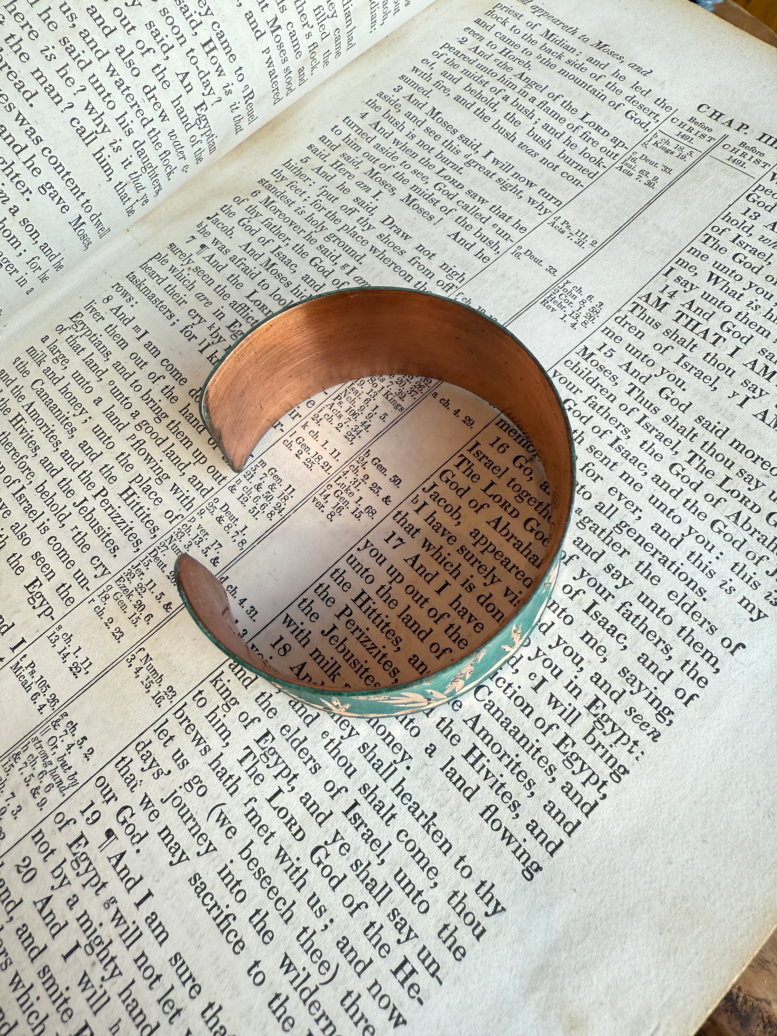 God Bless The Girls Etched Copper Bracelet