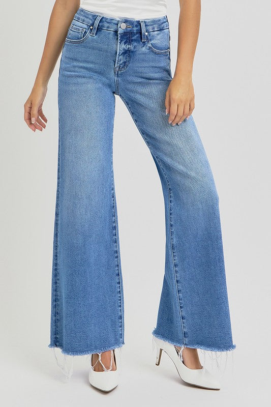 Livin’ on Tulsa Time Tummy Control Mid Rise Wide Jeans by Risen