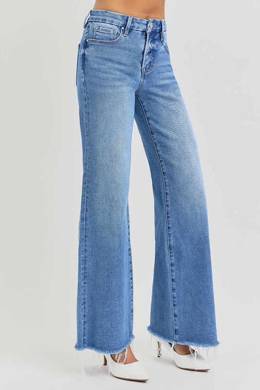 Livin’ on Tulsa Time Tummy Control Mid Rise Wide Jeans by Risen