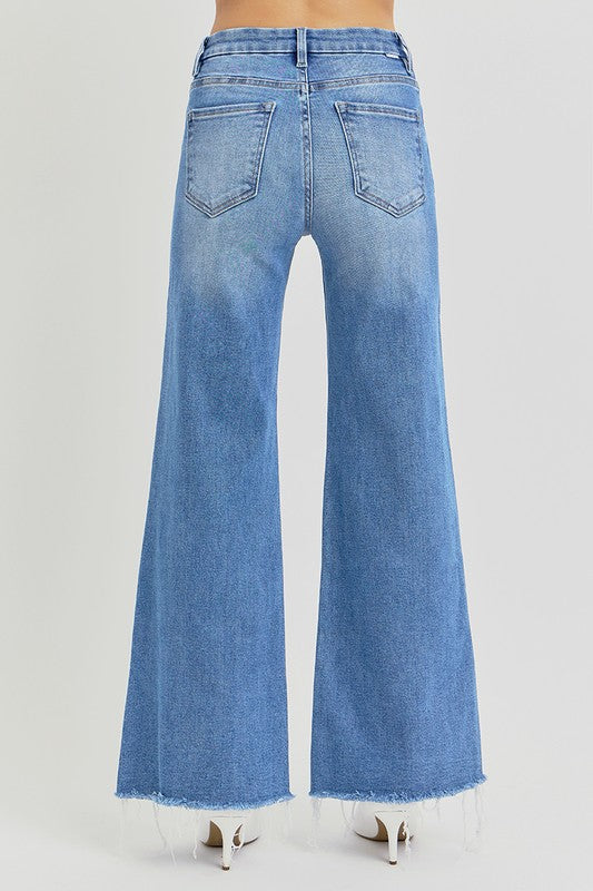 Livin’ on Tulsa Time Tummy Control Mid Rise Wide Jeans by Risen