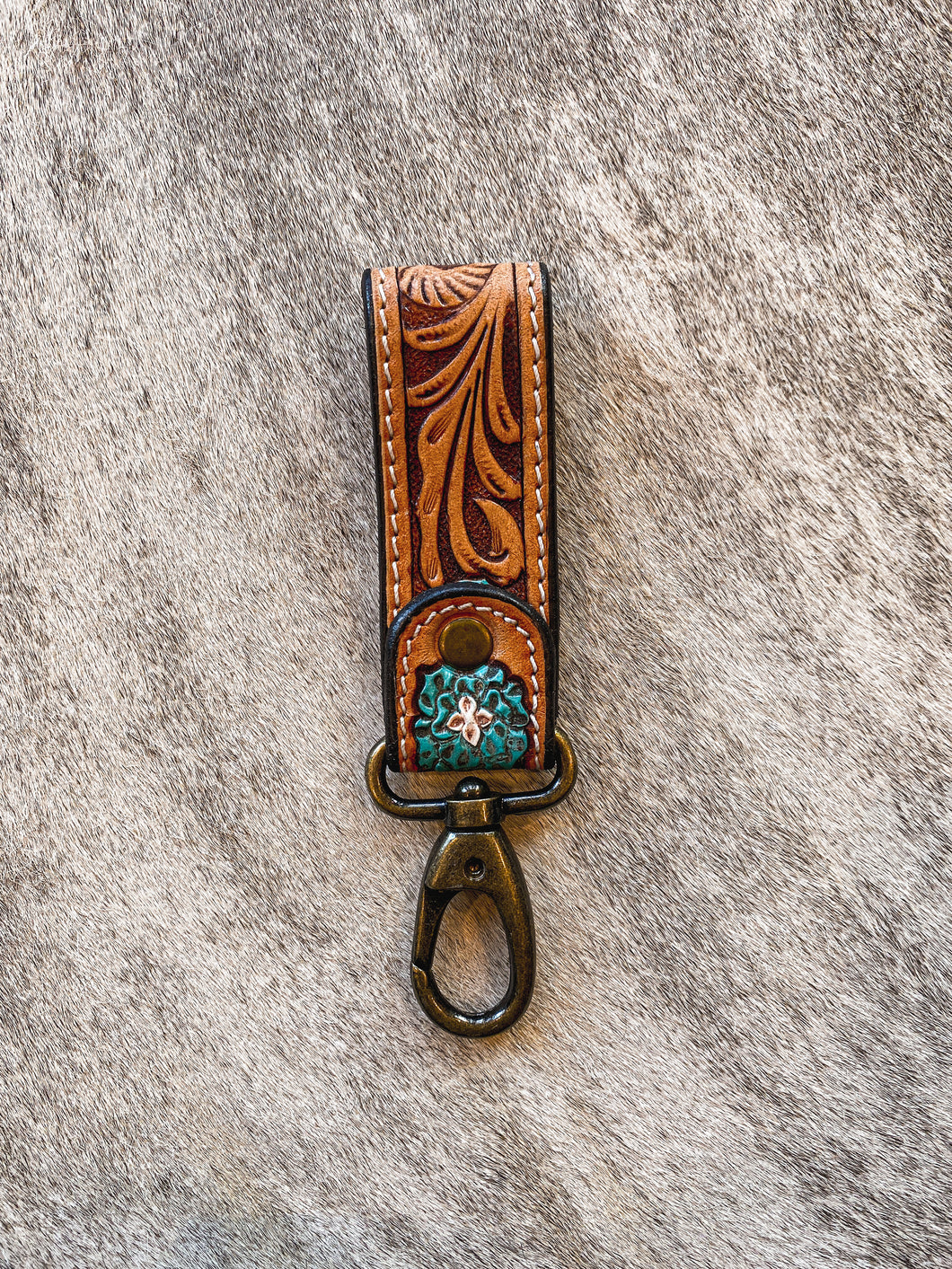 Tooled Leather Key Chain