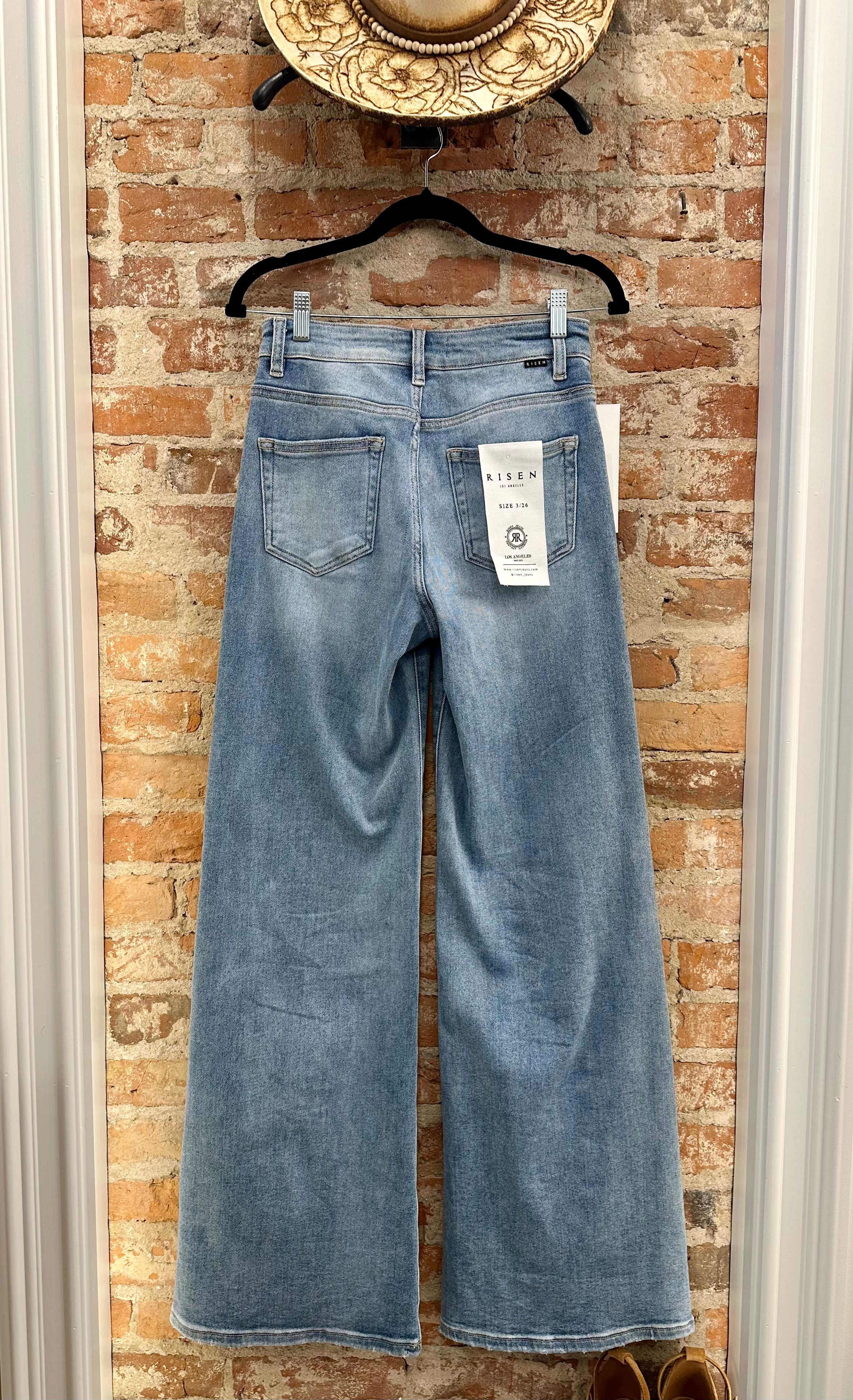 Dodgin’ Mullets High Rise Wide Front Yoke Detailed Jeans by Risen