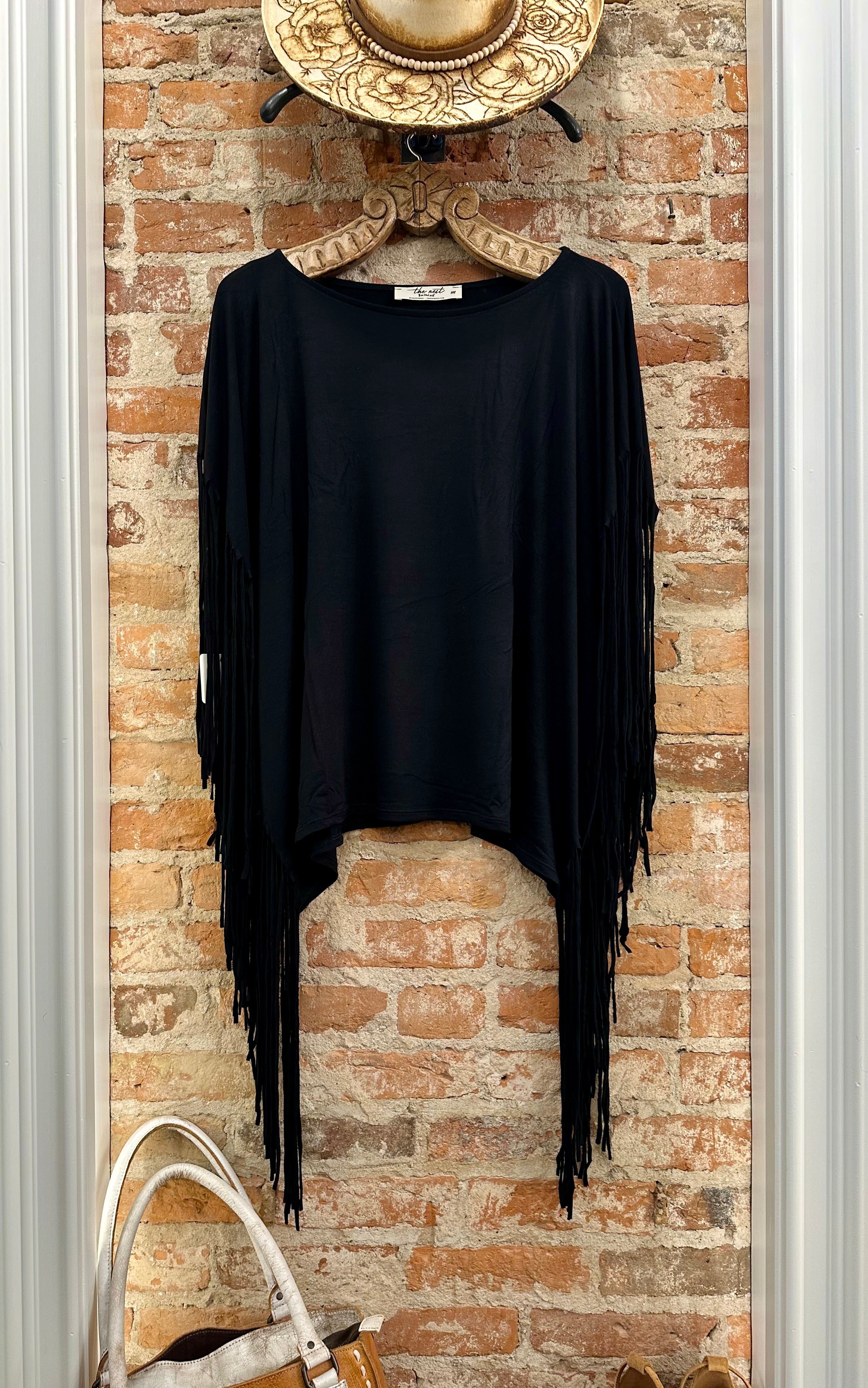 Western Showstopper Fringe Top - Black