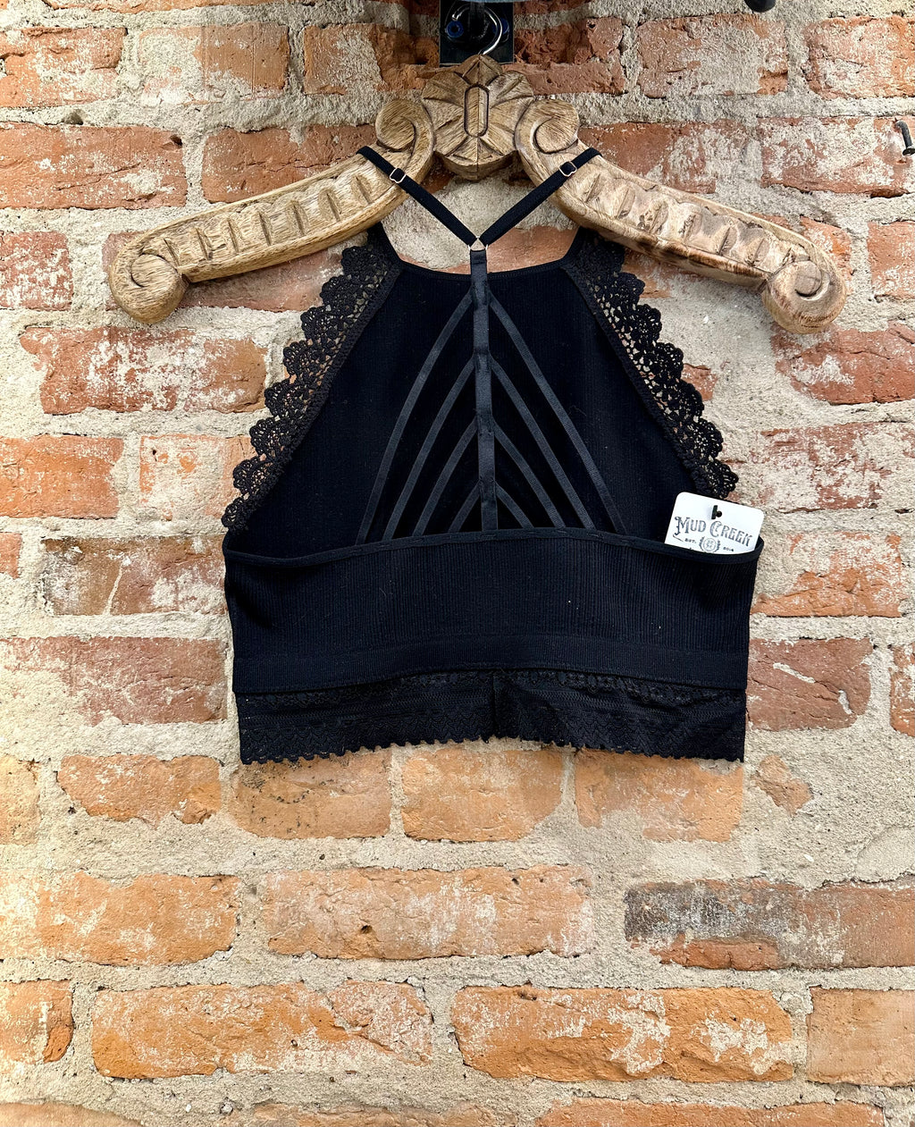 Light Of The Moon Crochet Trim Bralette - Black
