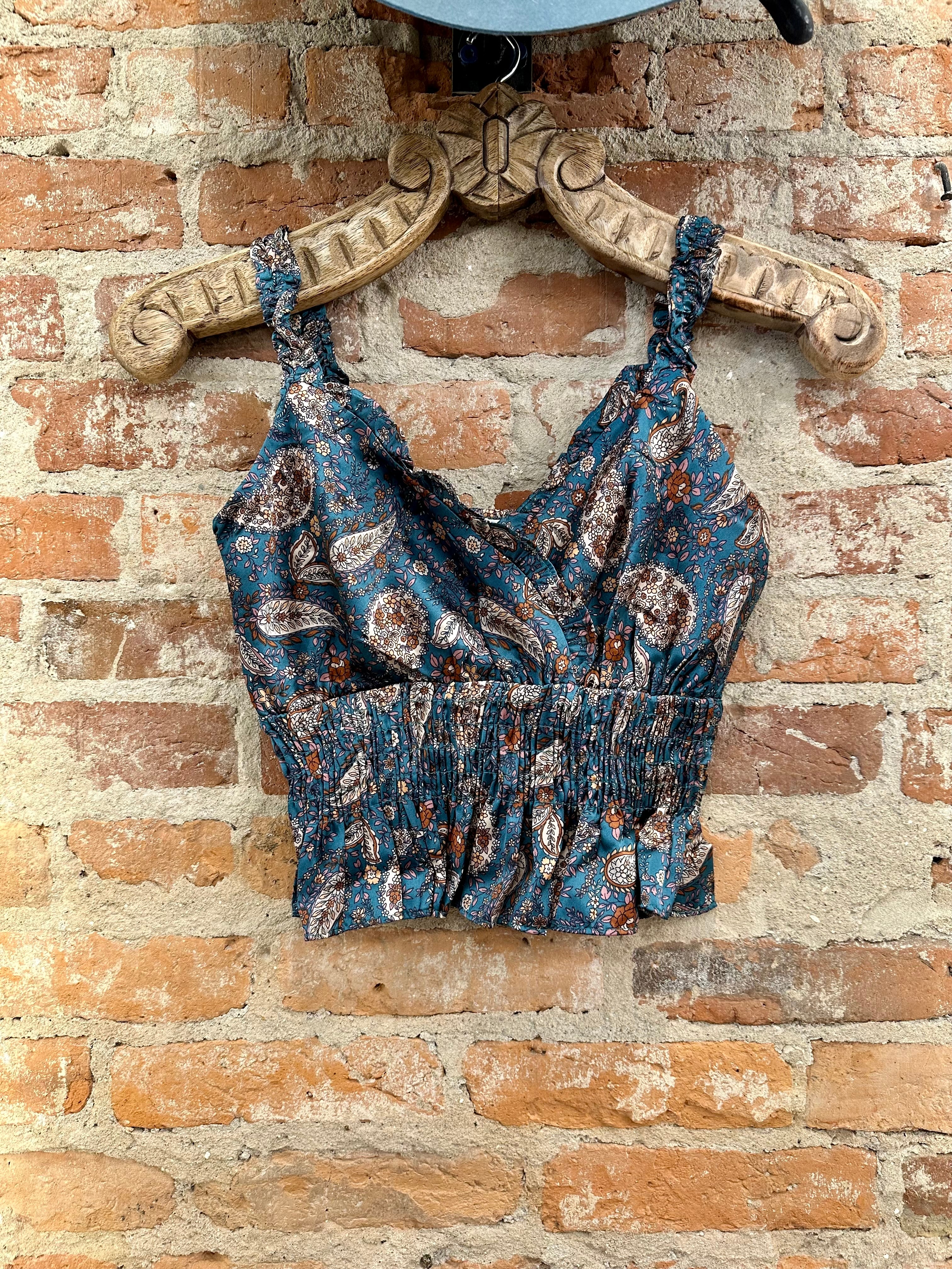 Paisley Satin Print Top