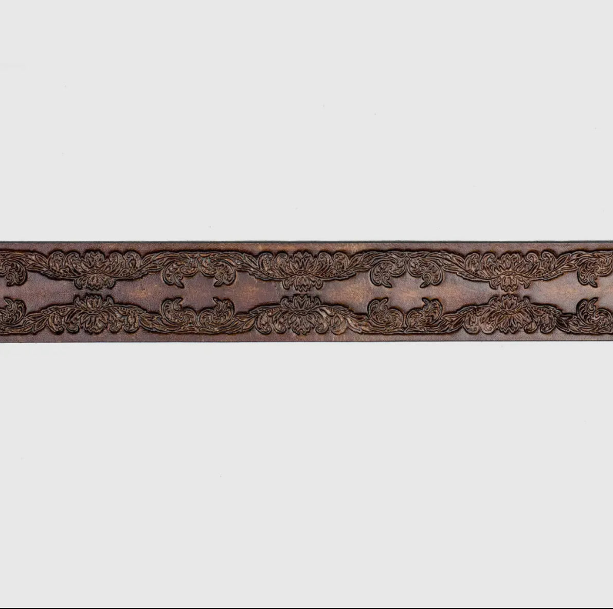 Willow Scroll Custom Cut Full Grain Leather Belt