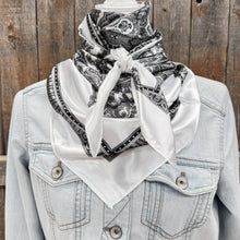Load image into Gallery viewer, Black/White Polka Dot &amp; Paisley Wild Rag / Scarf WR444X
