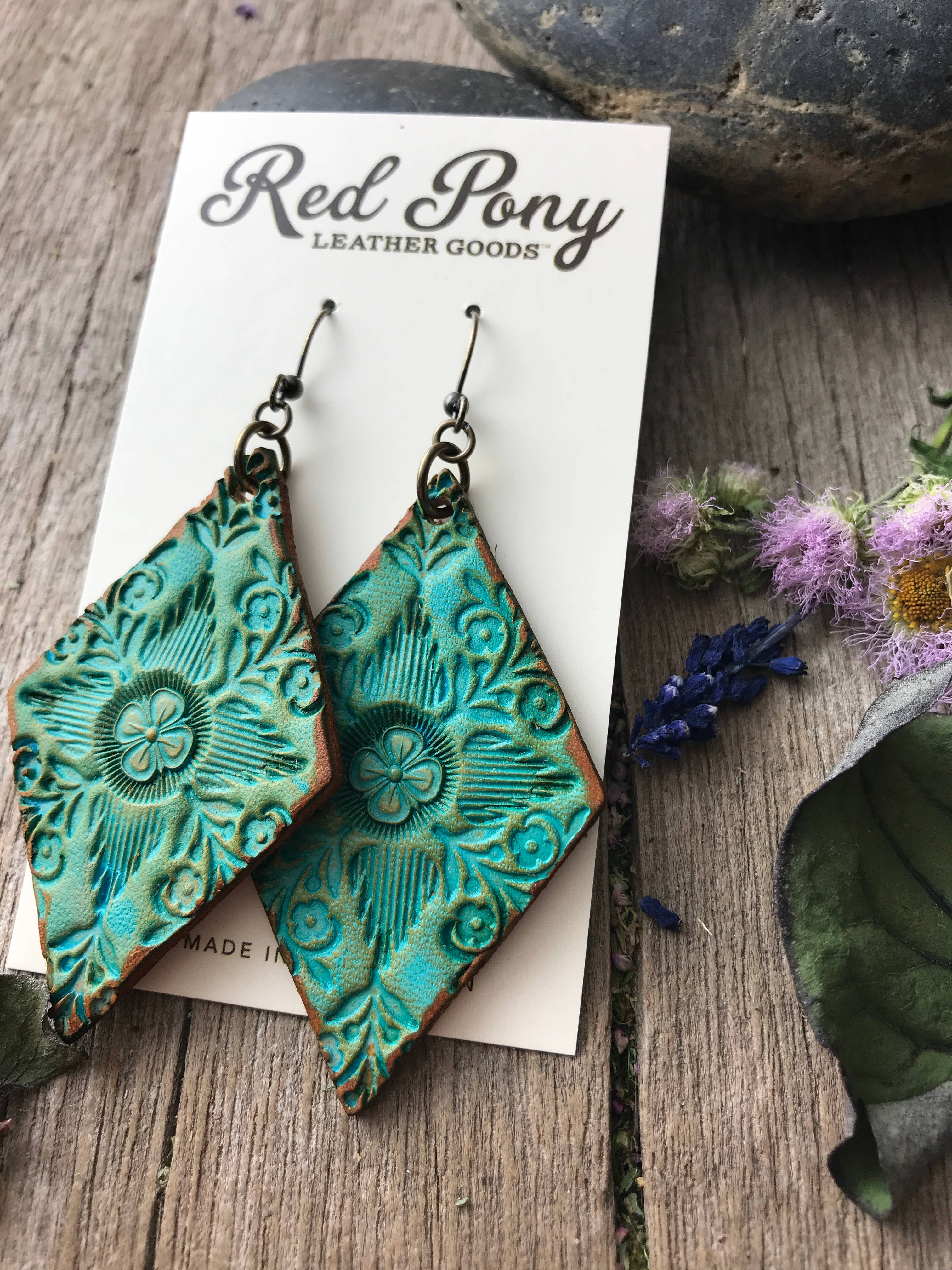 Where I Come From Hand Tooled Leather Earrings