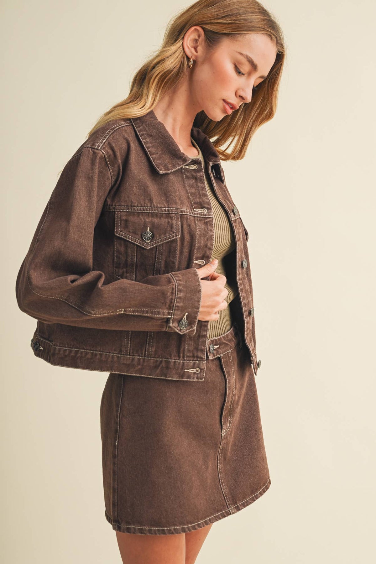 Garment-Dyed Rigid Denim Trucker Jacket
