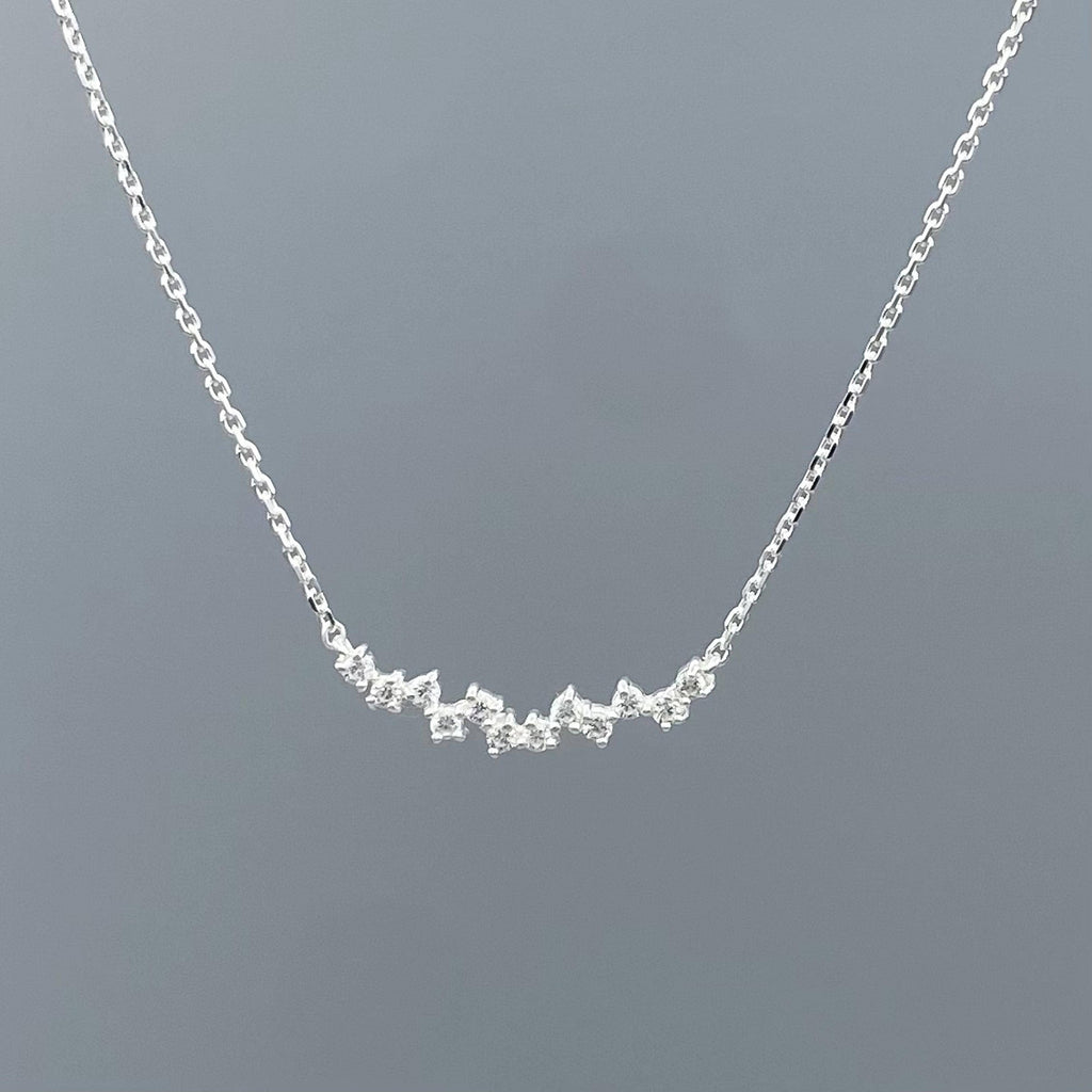 CZ Curved Cluster Necklace