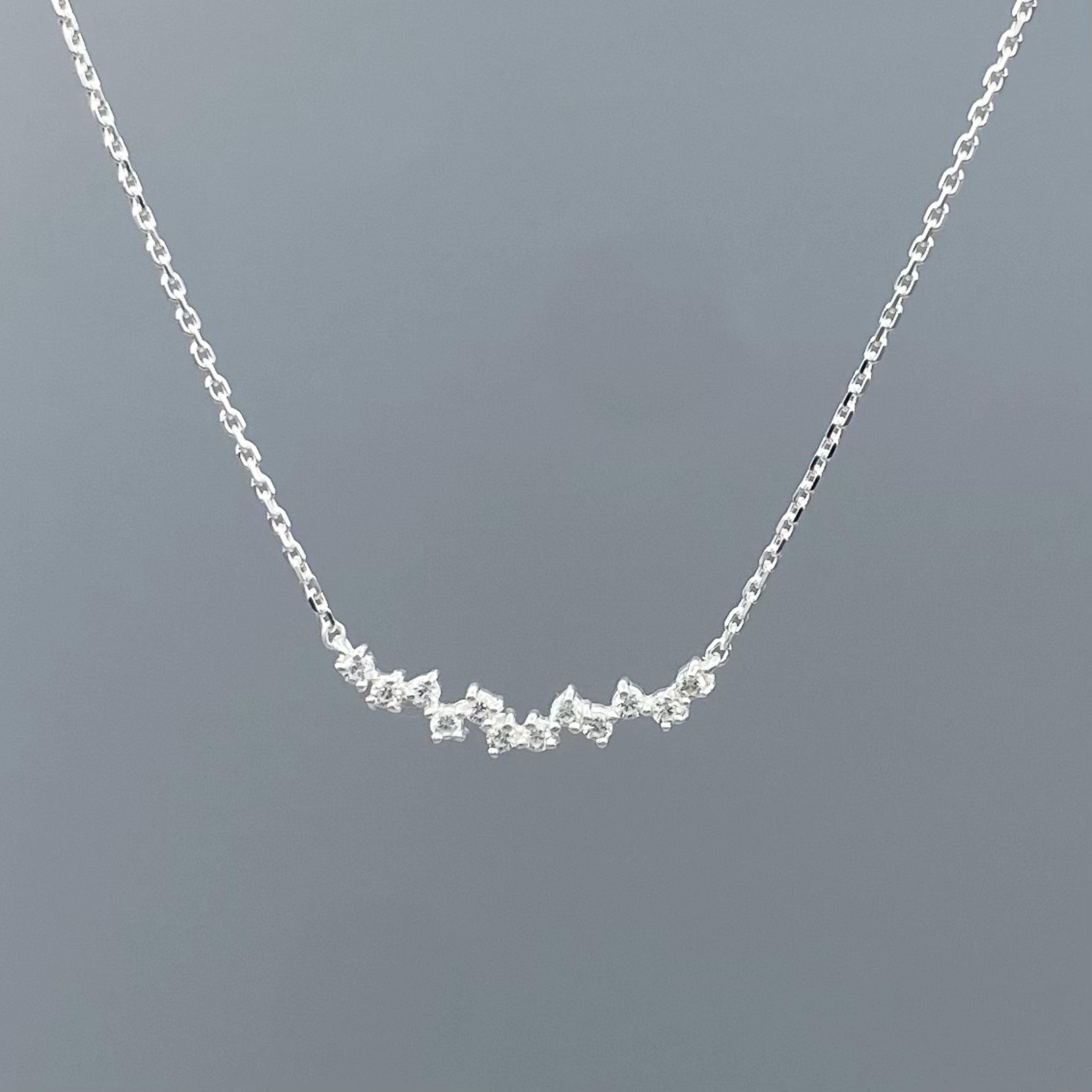 CZ Curved Cluster Necklace