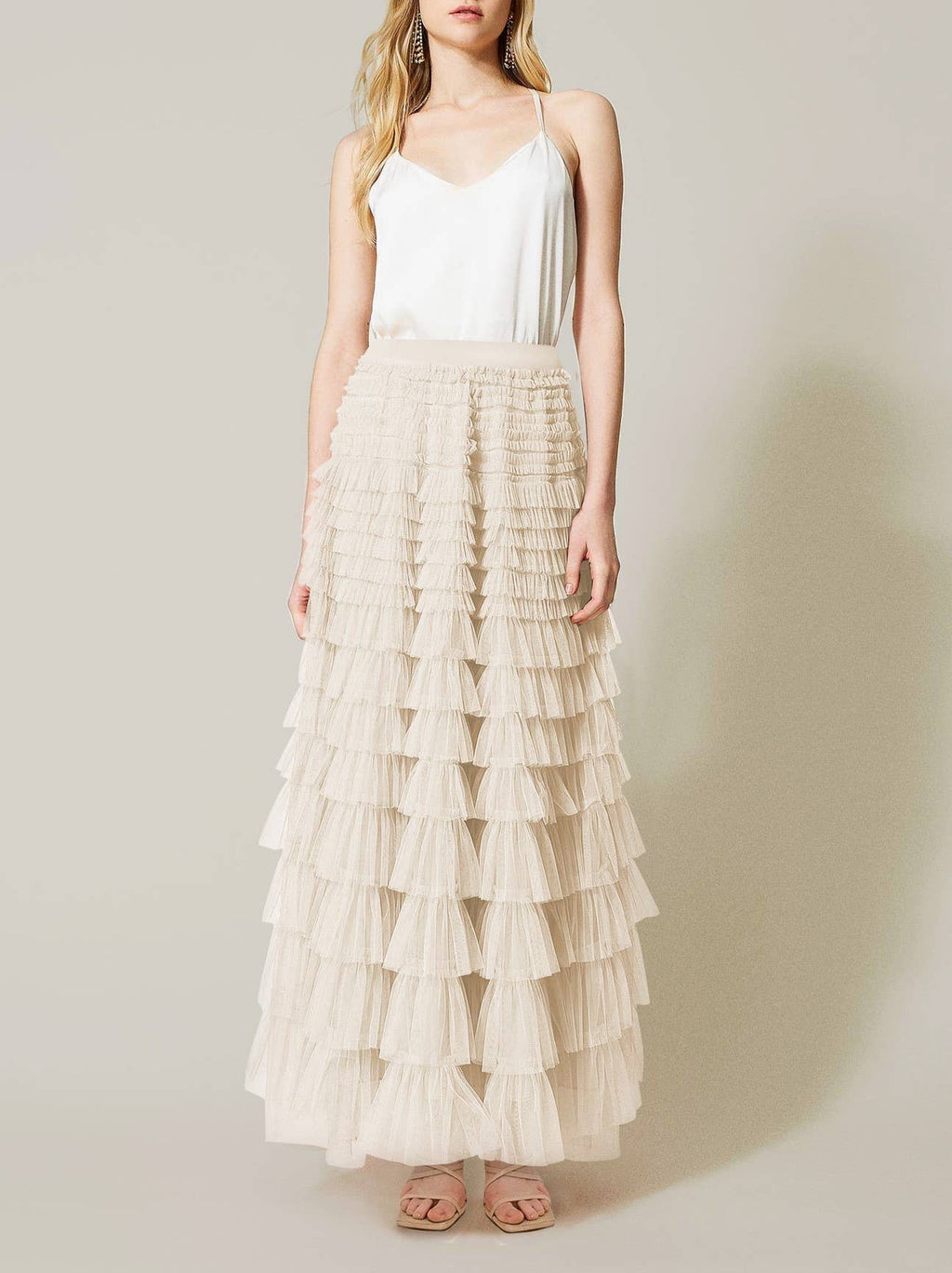 Social Graces Ruffle Tulle Maxi Skirt