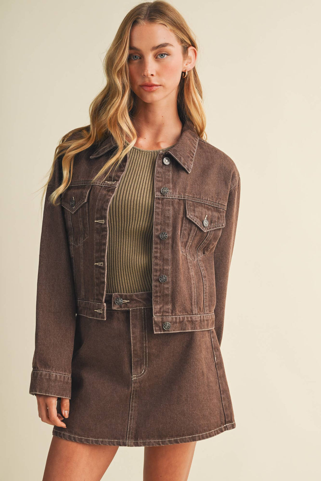 Garment-Dyed Rigid Denim Trucker Jacket