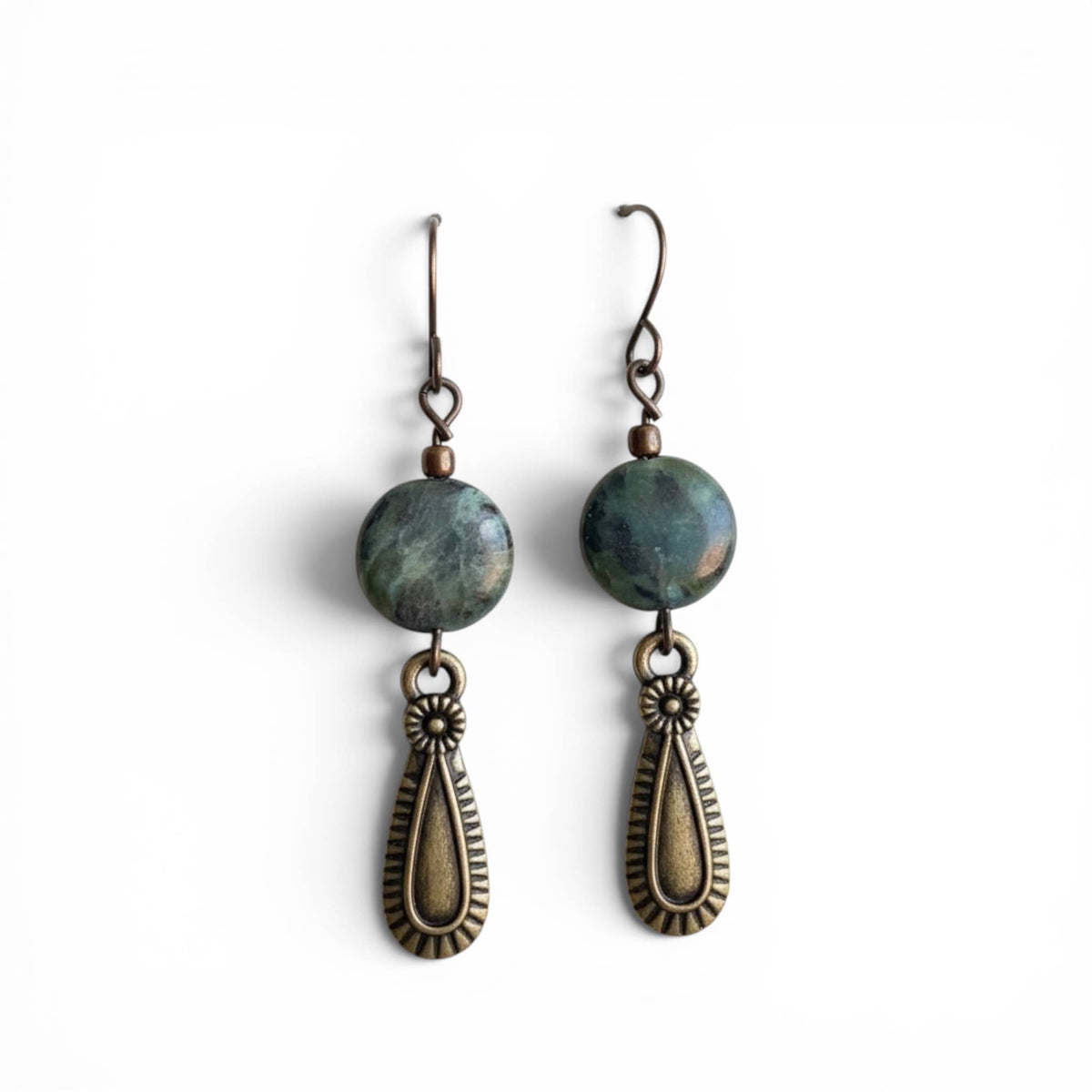 Green Turquoise Dangle Earrings