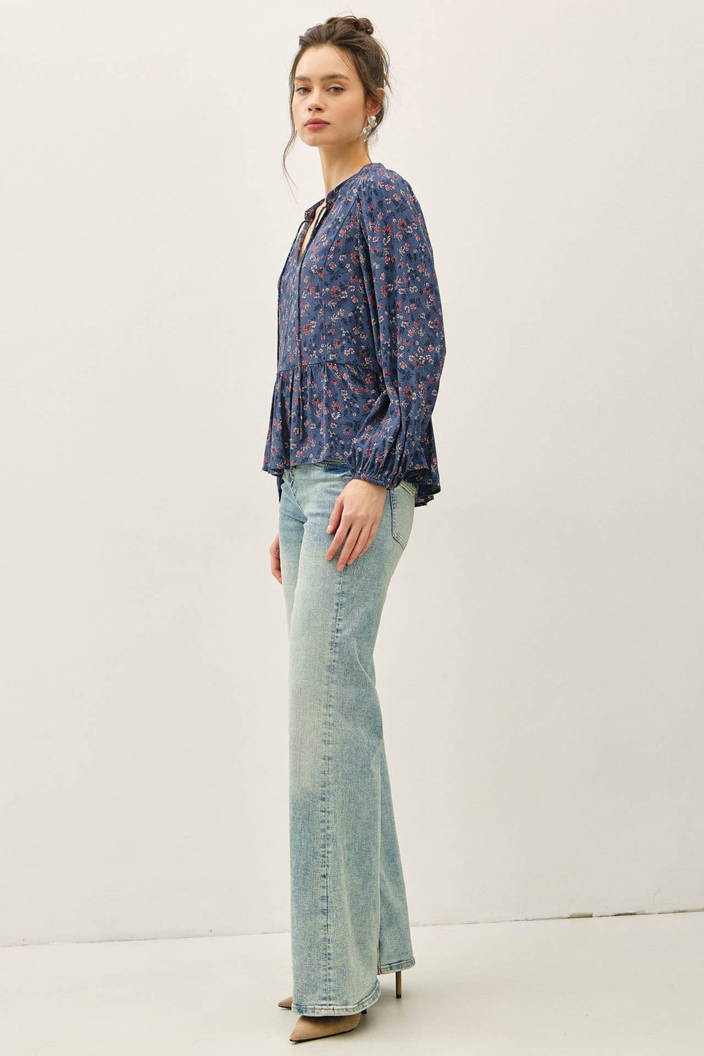 Blue Bell-Floral Chiffon Blouse