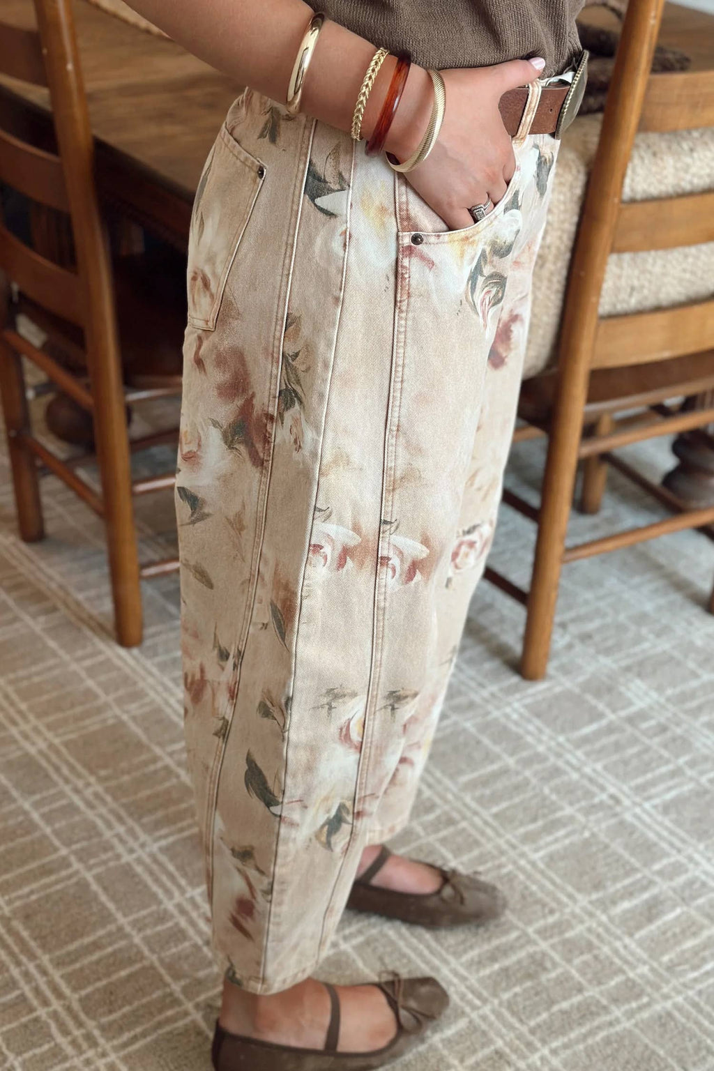 Can’t Steal My Joy- Floral Barrel Jeans