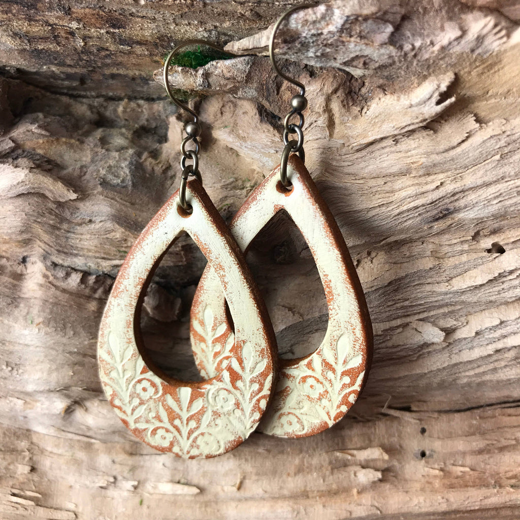 Long Time Gone Hand Tooled Leather Earrings