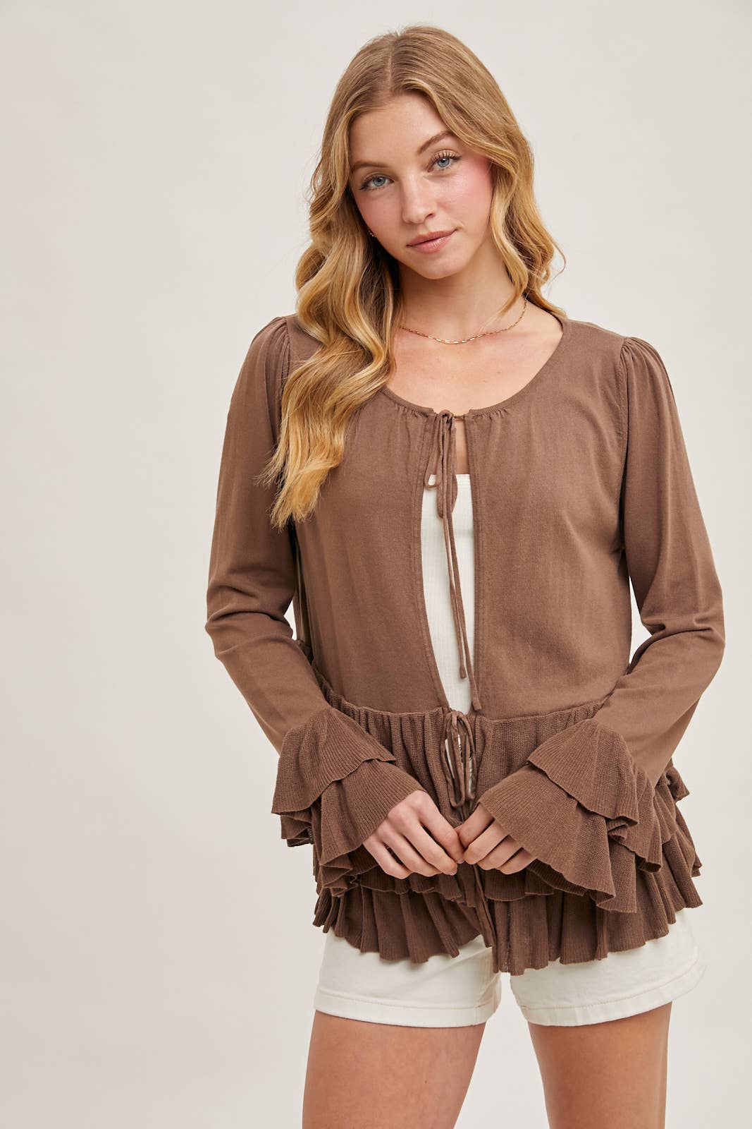 Glory Ruffle Hem Bell Sleeve Sweater