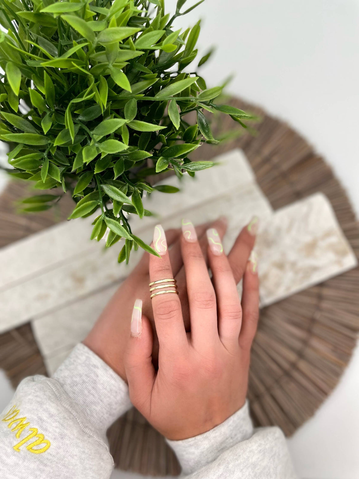 Gold Plated Adjustable Ring - Three Textured Bands