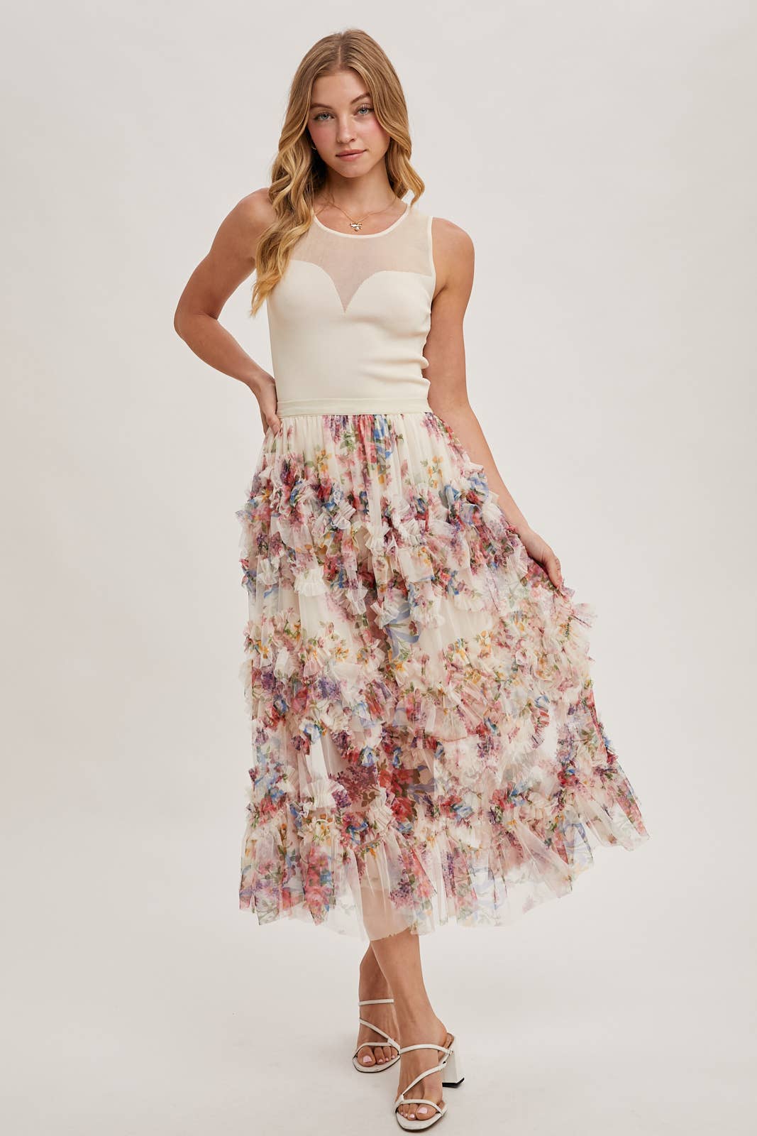 Wildflower Ruffle Midi Skirt