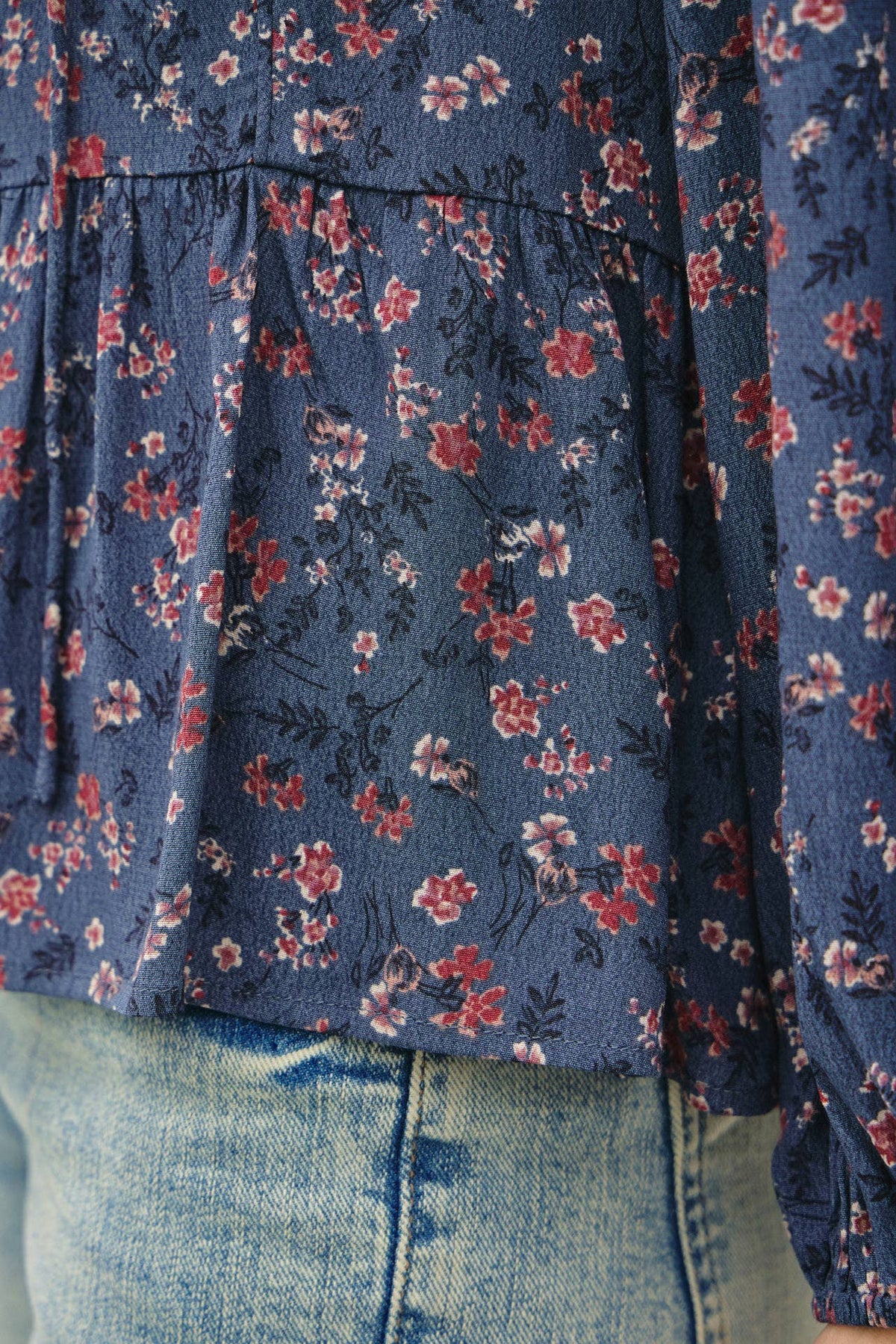 Blue Bell-Floral Chiffon Blouse