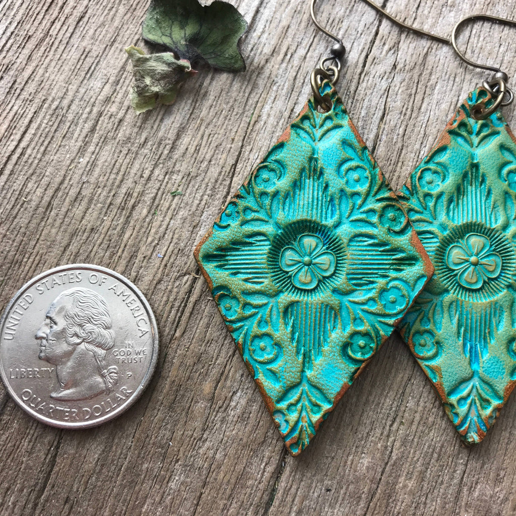 Where I Come From Hand Tooled Leather Earrings