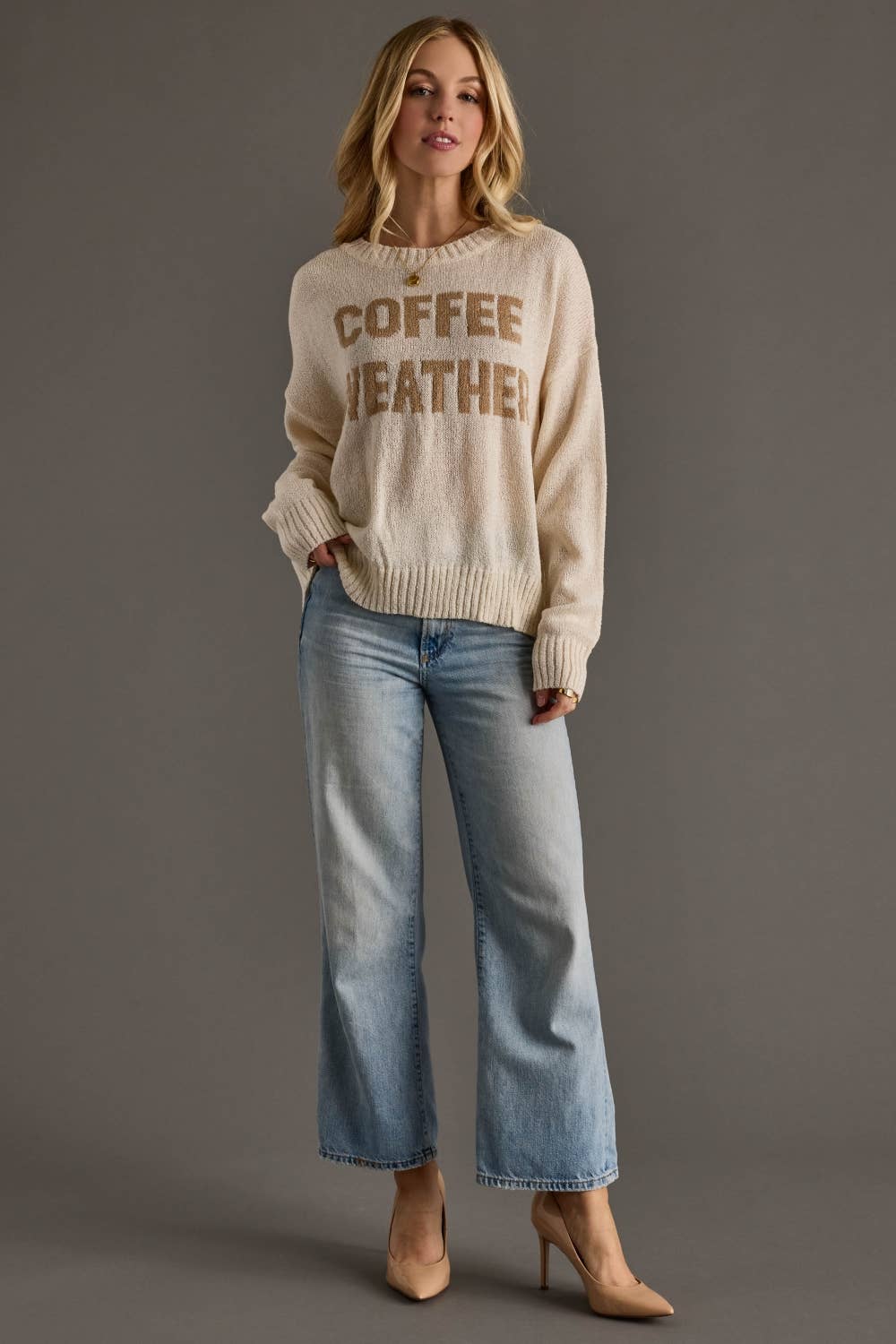 Ivory Coffee Weather Lightweight Sweater