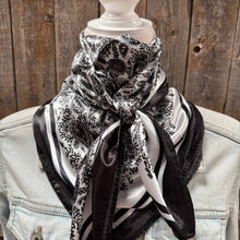 Load image into Gallery viewer, Black and White Paisley Wild Rag / Scarf WR3408X
