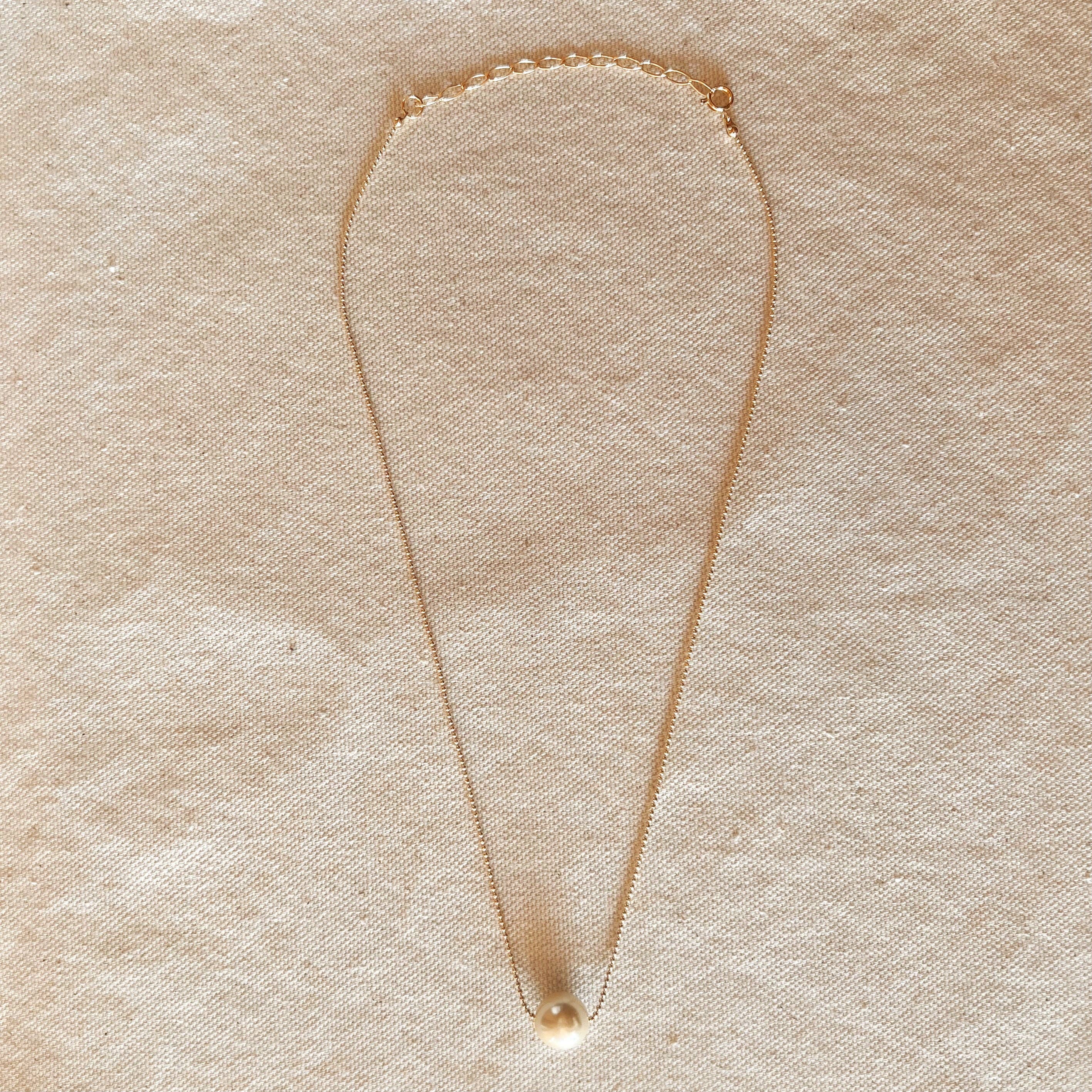 18k Gold Filled Solitaire Pearl Necklace